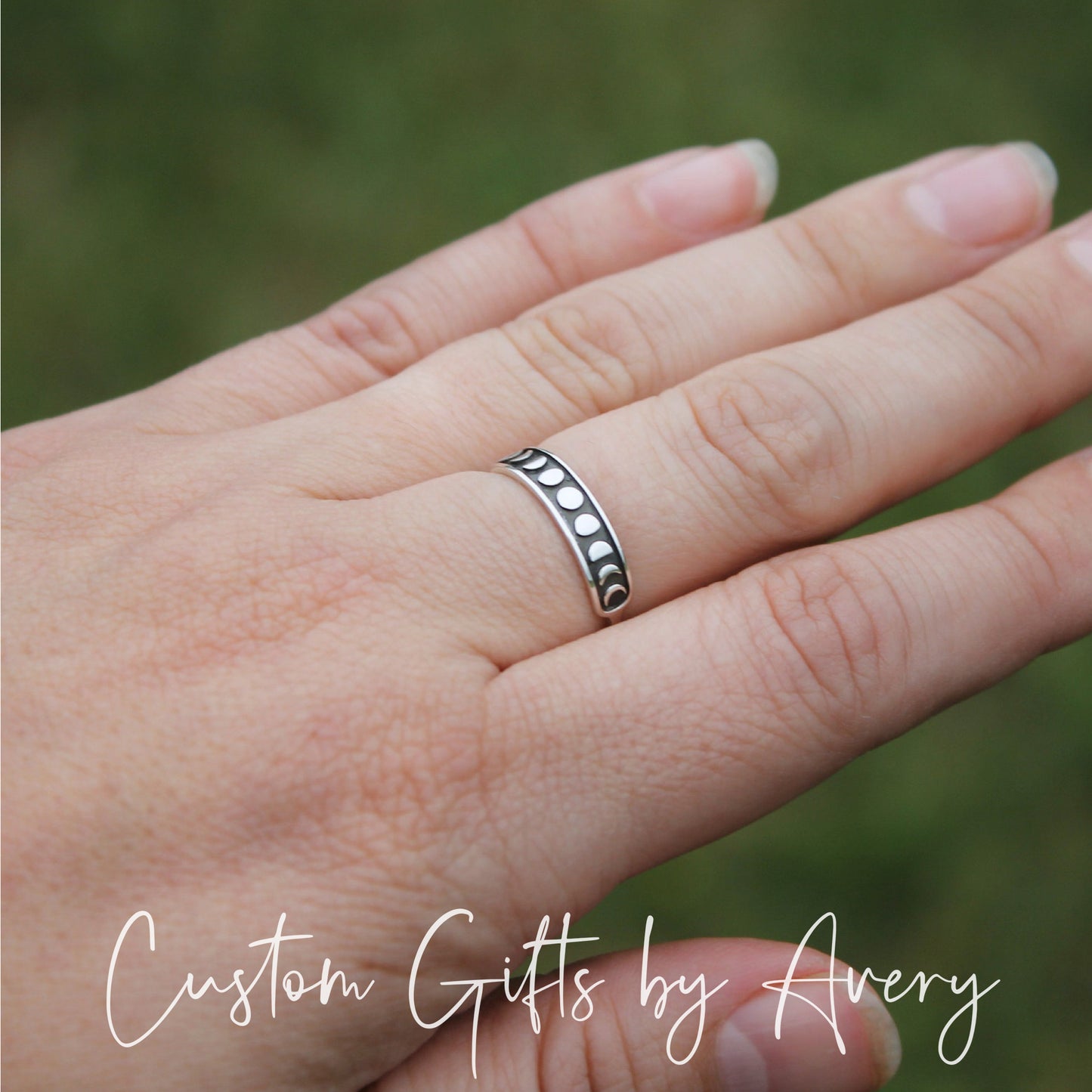 Sterling Silver Moon Phases Stacking Ring