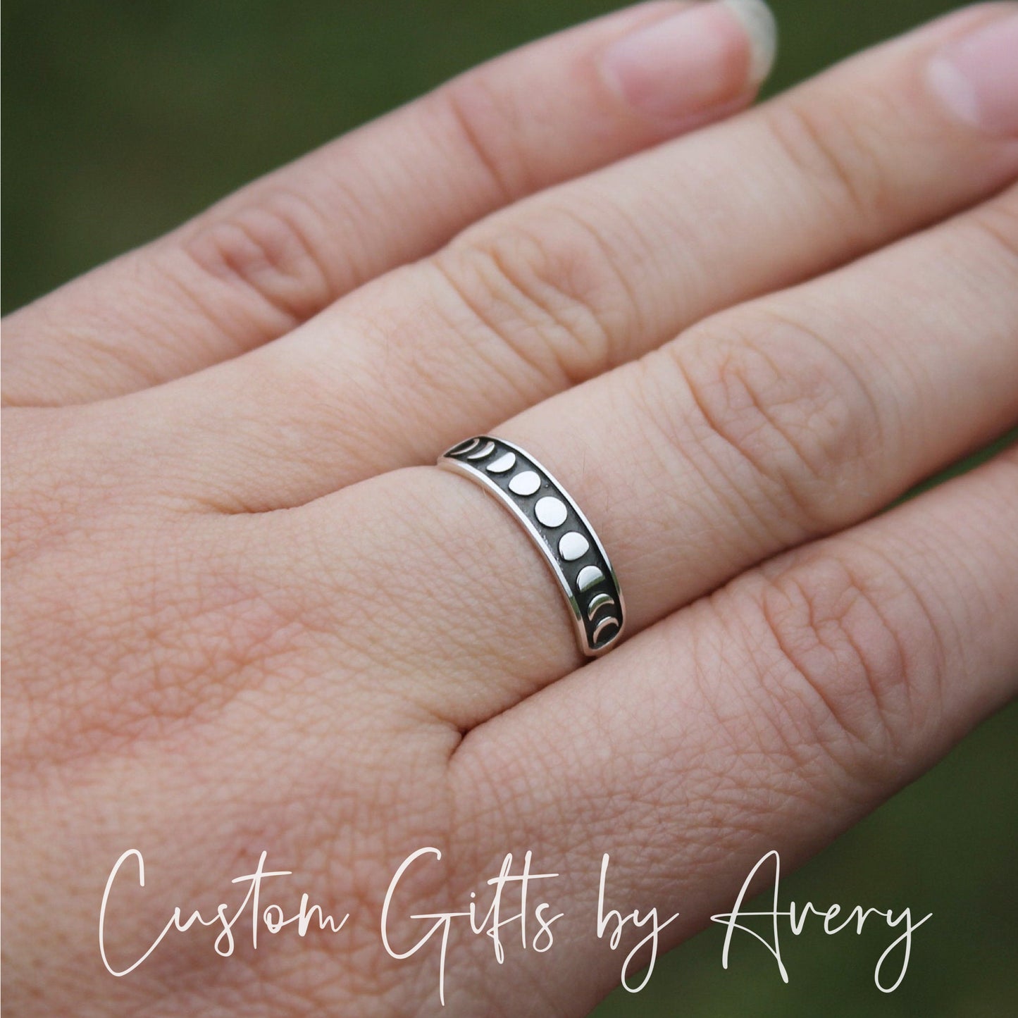 Sterling Silver Moon Phases Stacking Ring