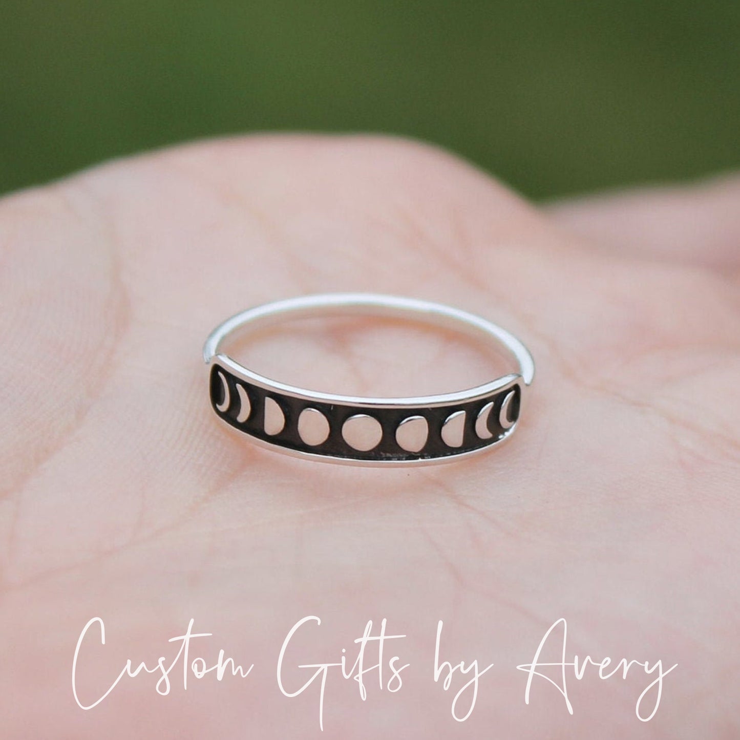 Sterling Silver Moon Phases Stacking Ring