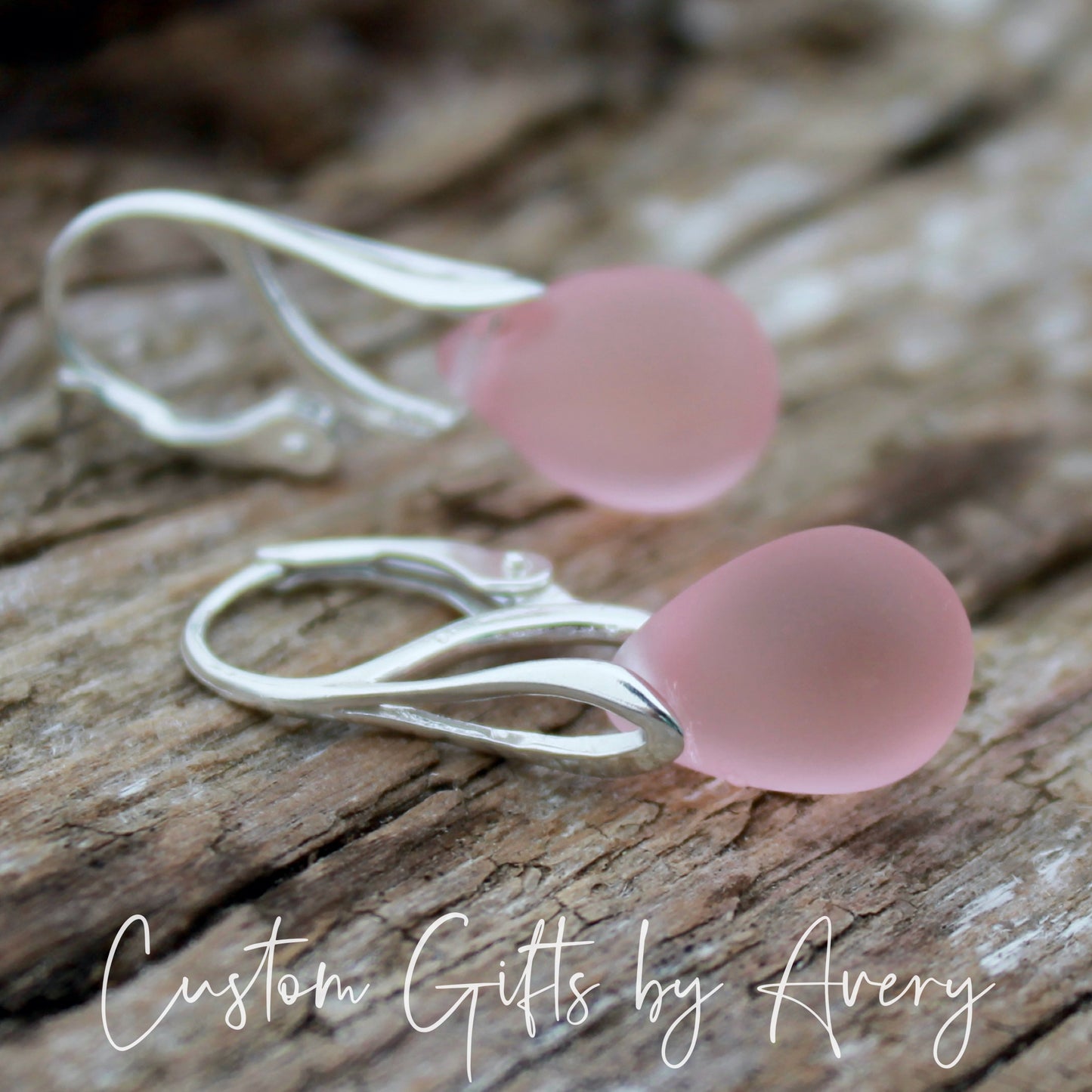 Morganite Cultured Sea Glass & Sterling Silver Earrings