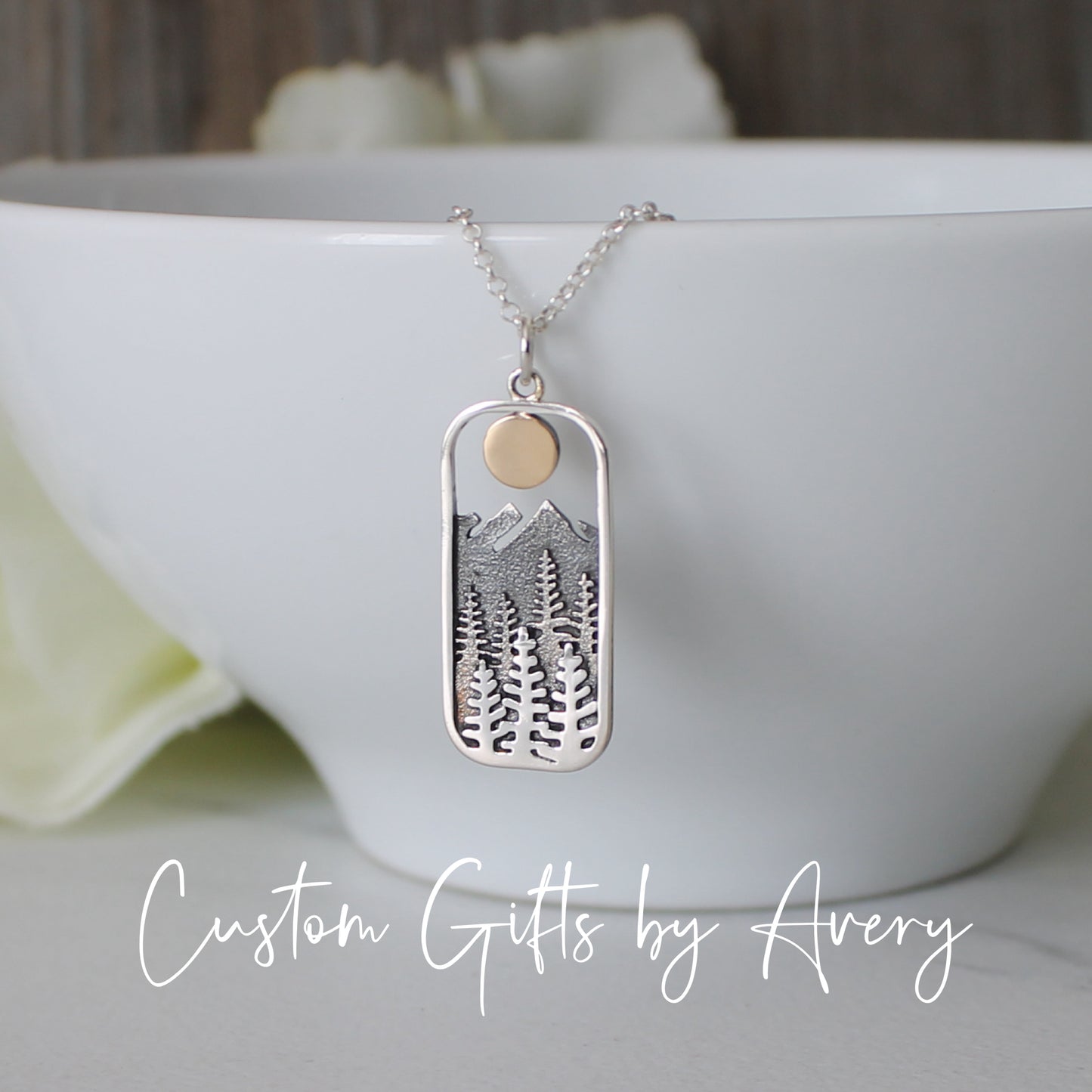 Sterling Silver Mountain Forest Necklace