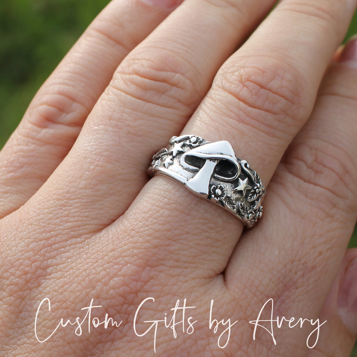 Sterling Silver Mushroom & Stars Ring