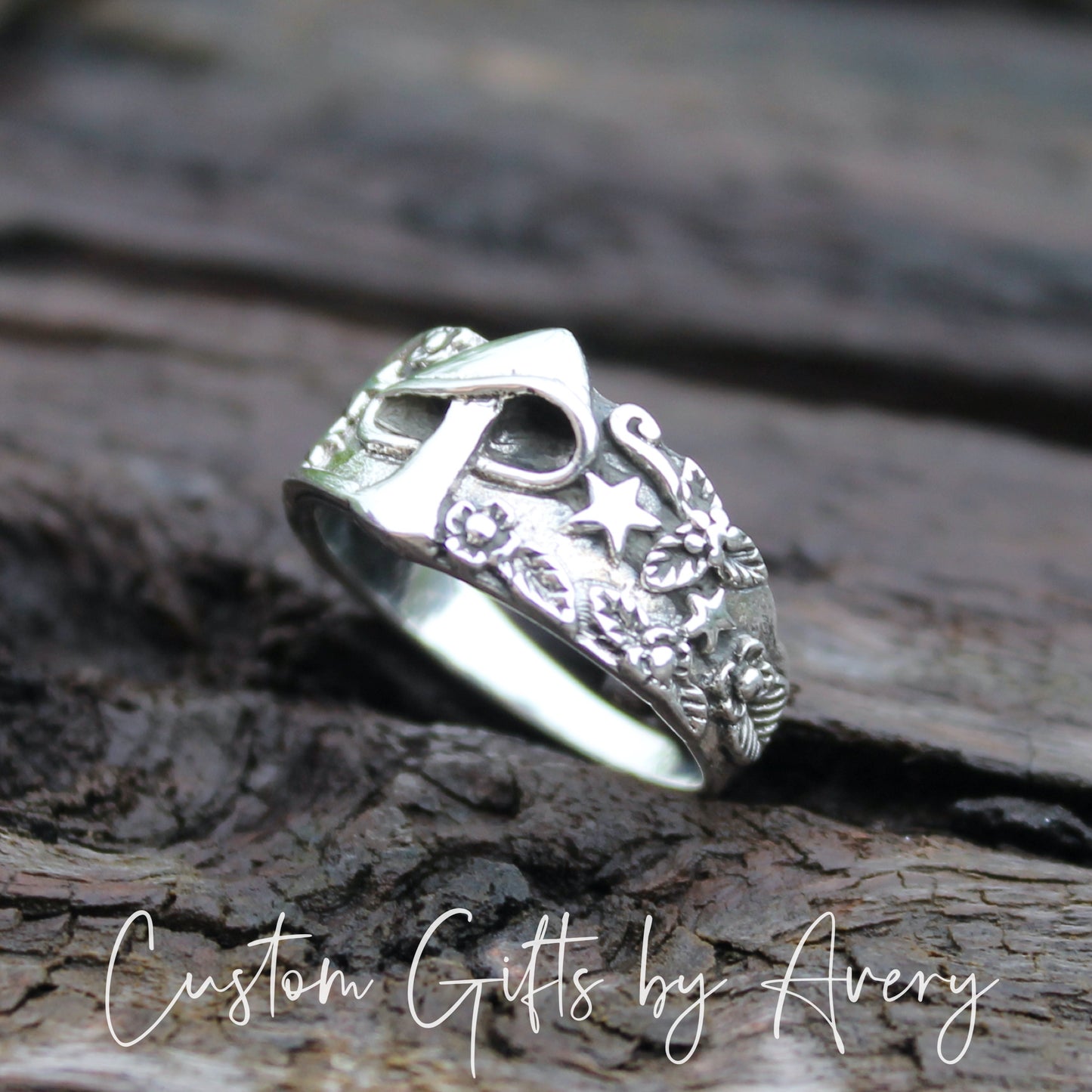 Sterling Silver Mushroom & Stars Ring