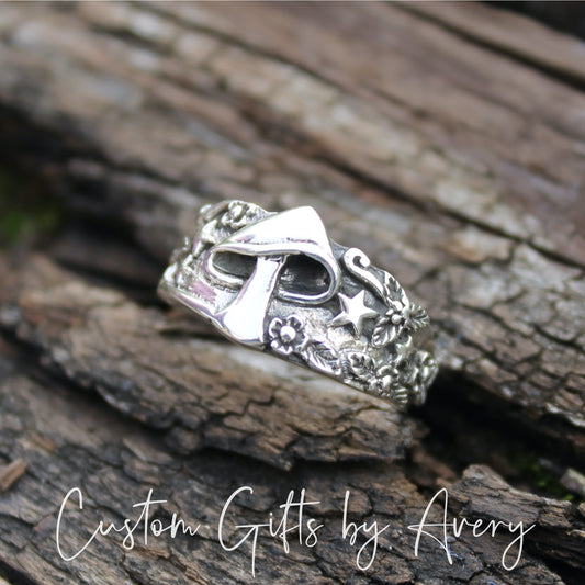 Sterling Silver Mushroom & Stars Ring