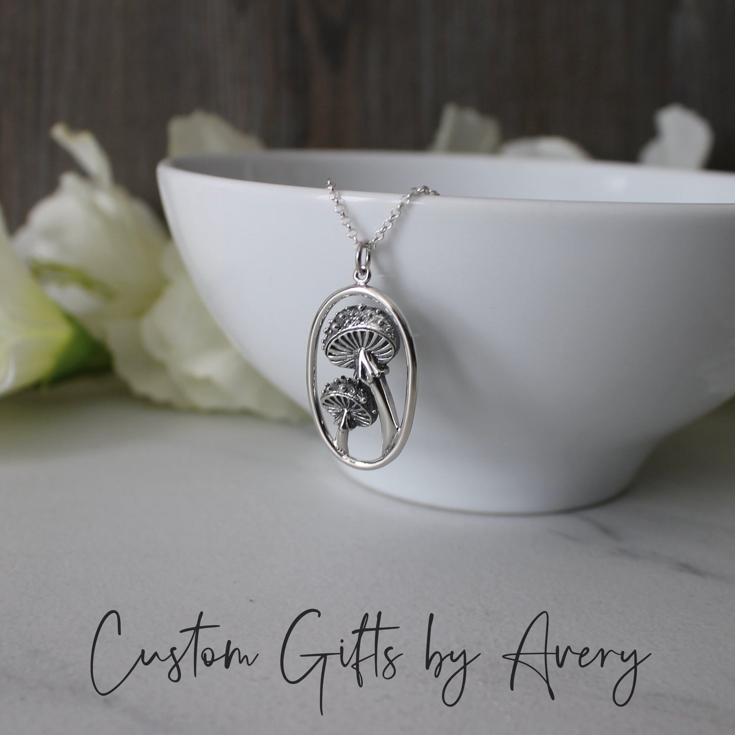 Sterling Silver Agaric Mushroom Necklace