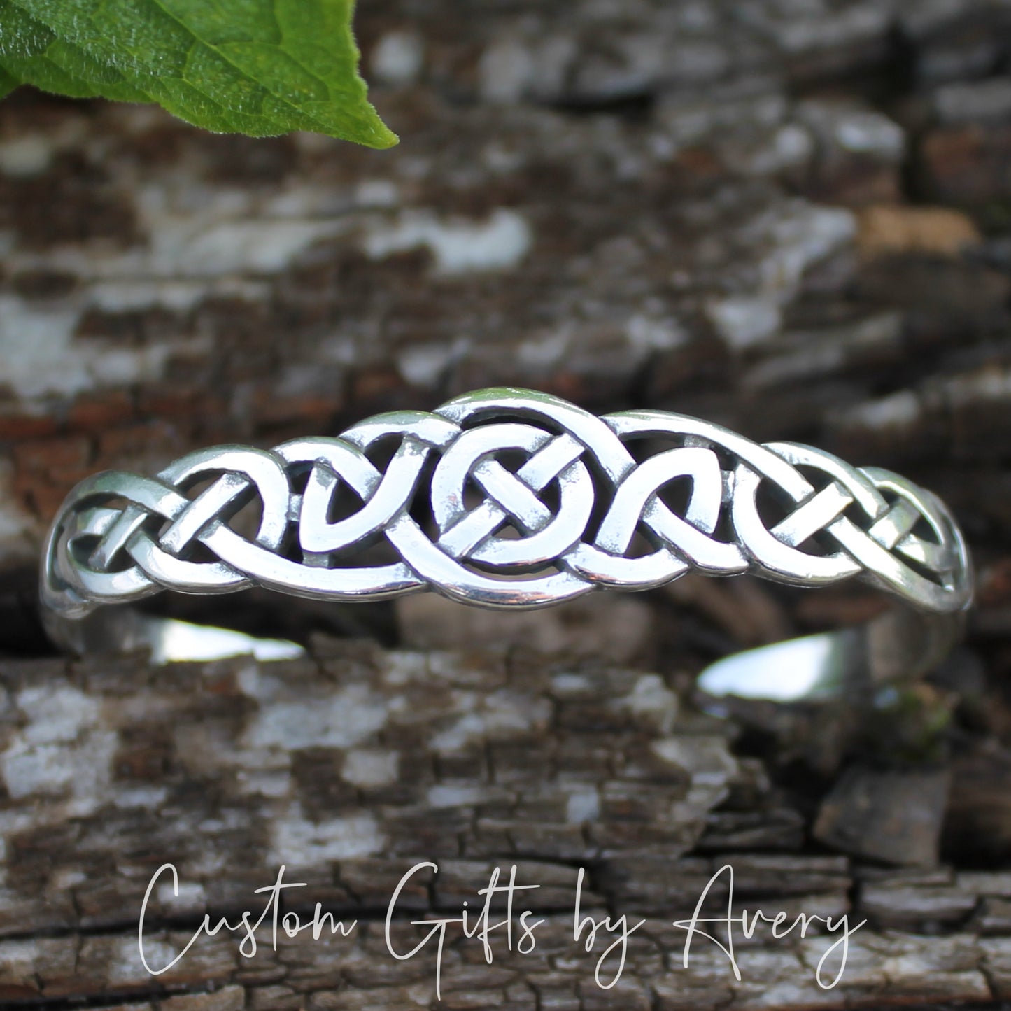 Solid Sterling Silver Adjustable Celtic Cuff Bracelet