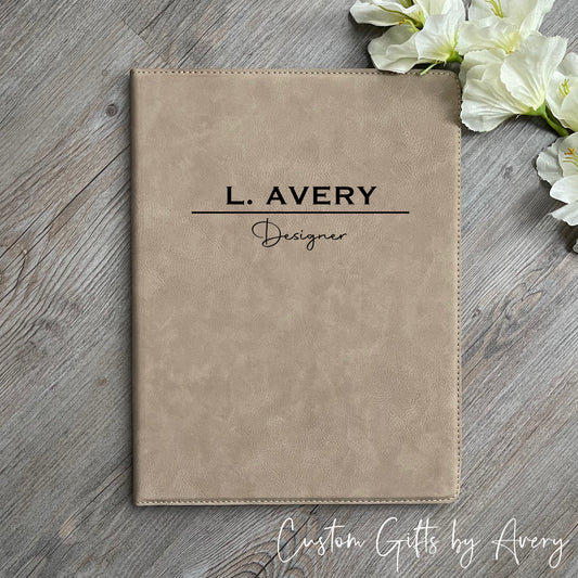 Personalized Leatherette Portfolio ~ Name & Title