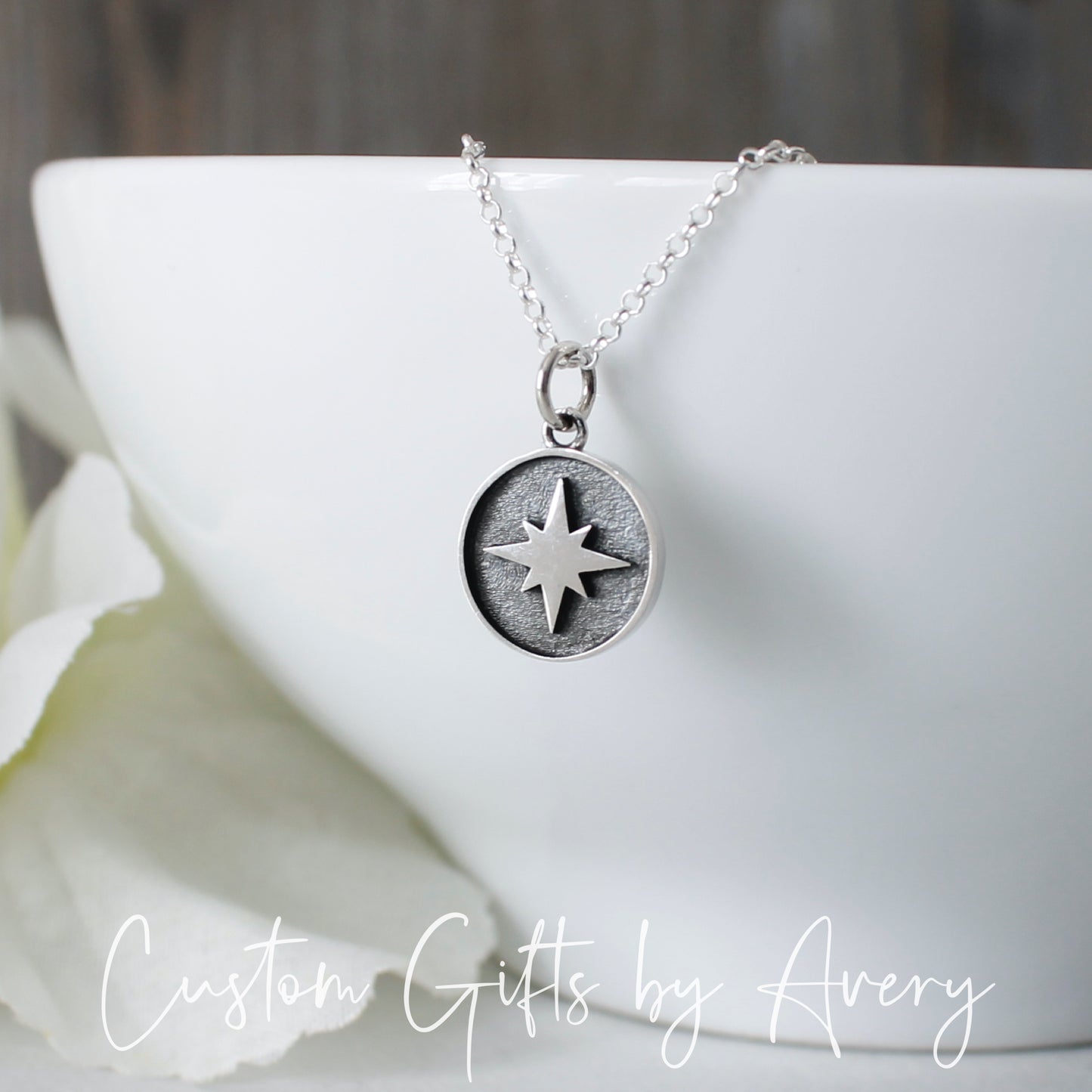 Sterling Silver North Star Coin Necklace