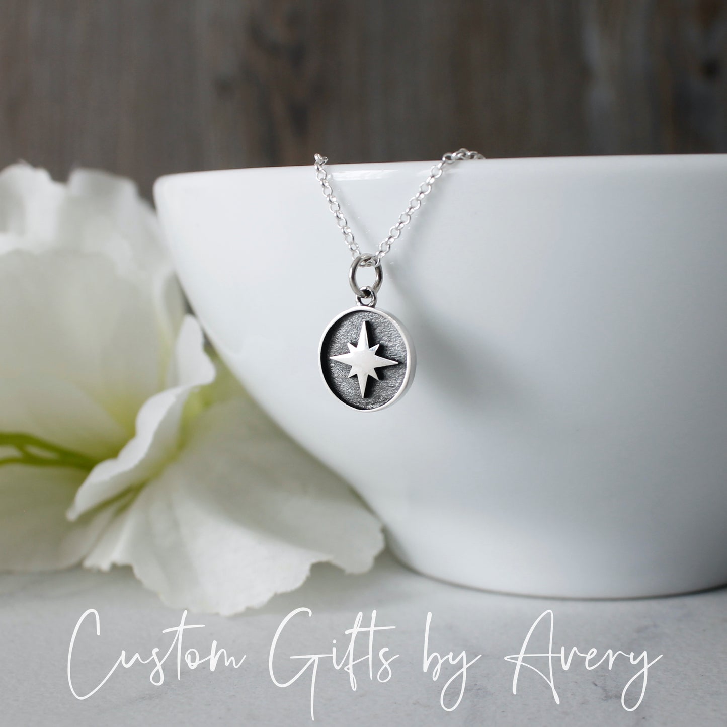 Sterling Silver North Star Coin Necklace