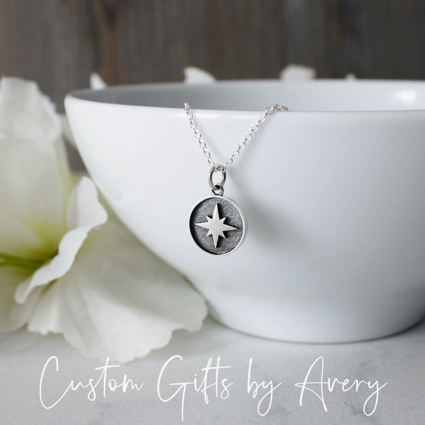 Sterling Silver North Star Coin Necklace