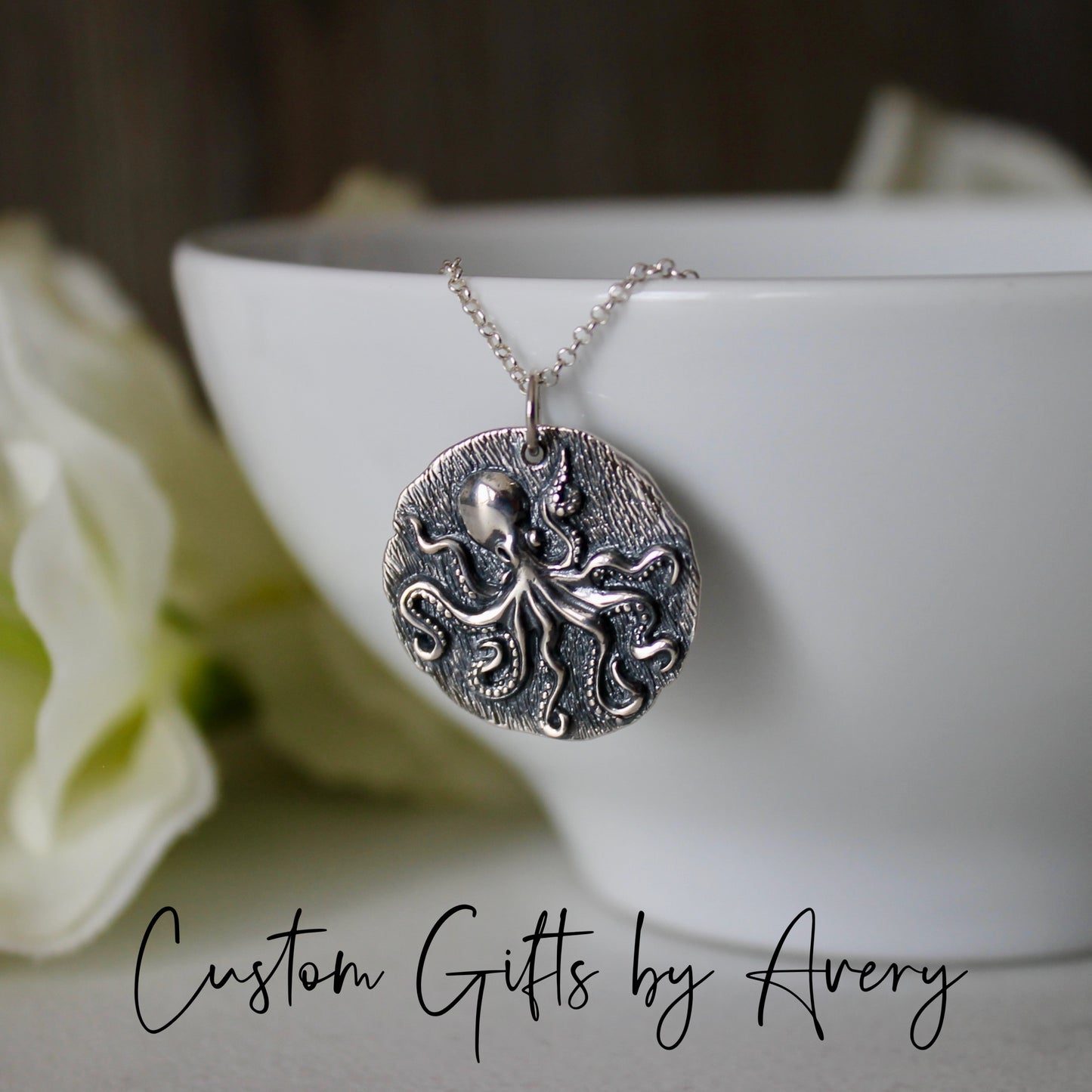 Sterling Silver Octopus Coin Necklace