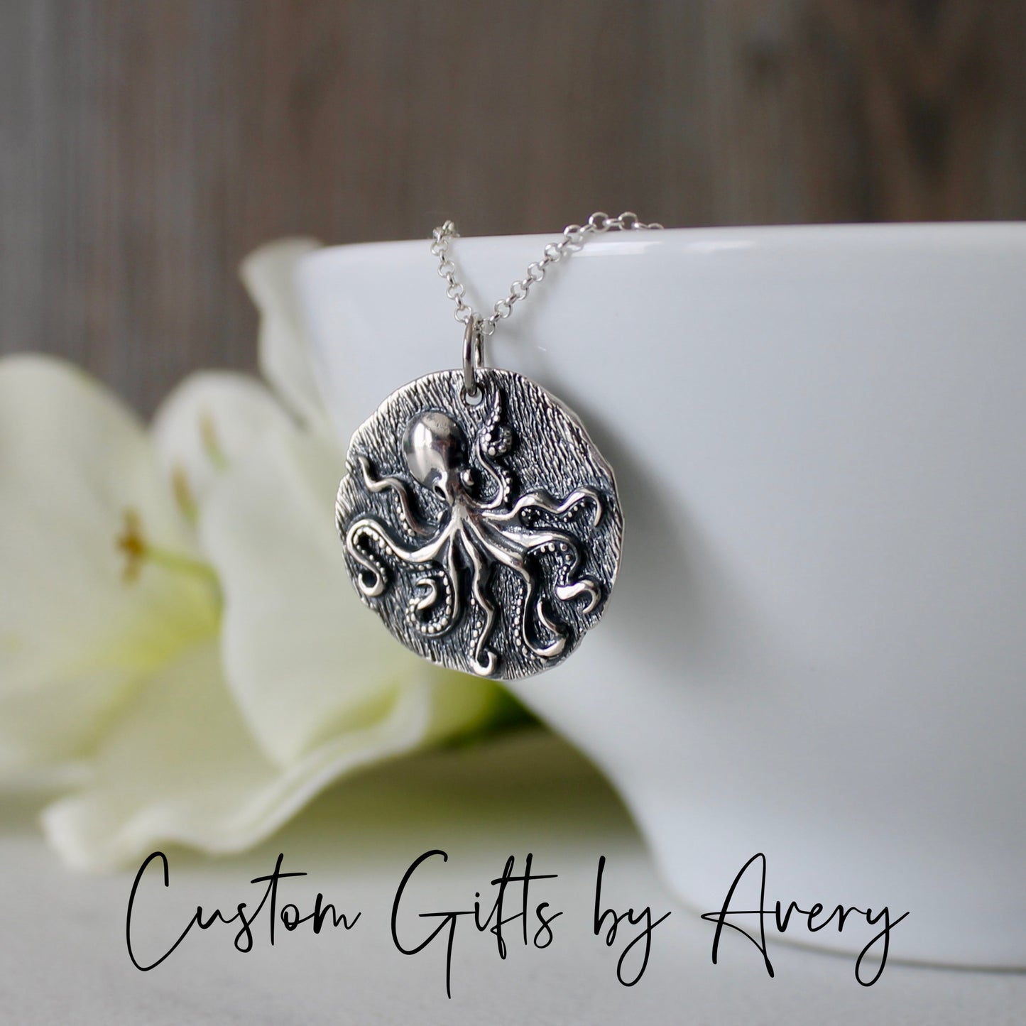 Sterling Silver Octopus Coin Necklace