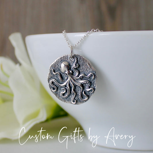 Sterling Silver Octopus Coin Necklace