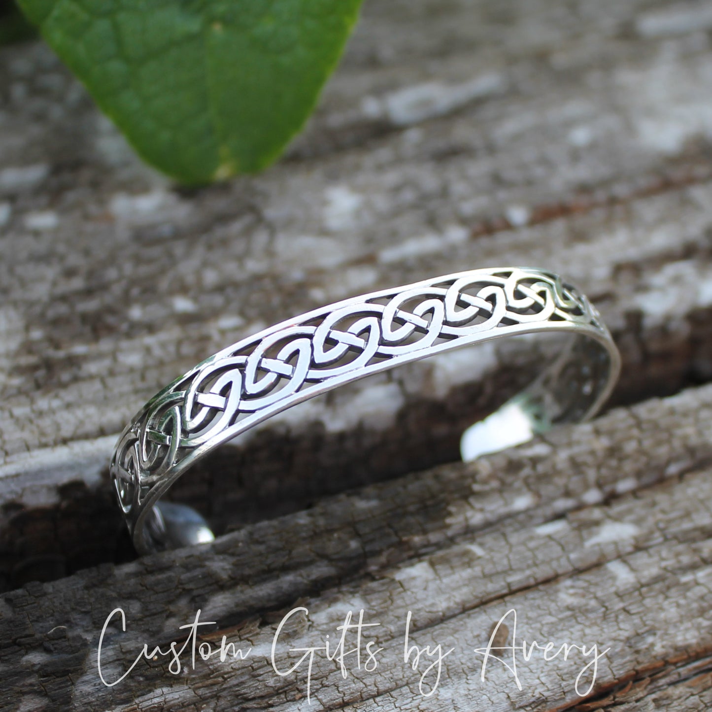 Solid Sterling Silver Adjustable Celtic Cuff Bracelet