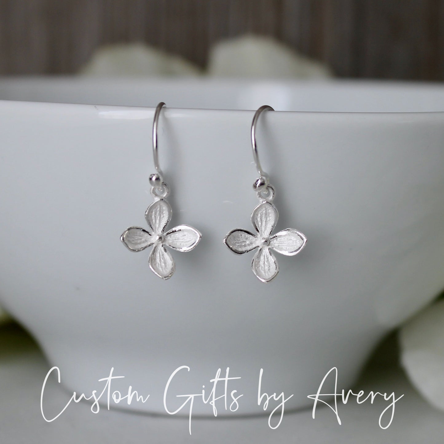 Sterling Silver Orchid Earrings