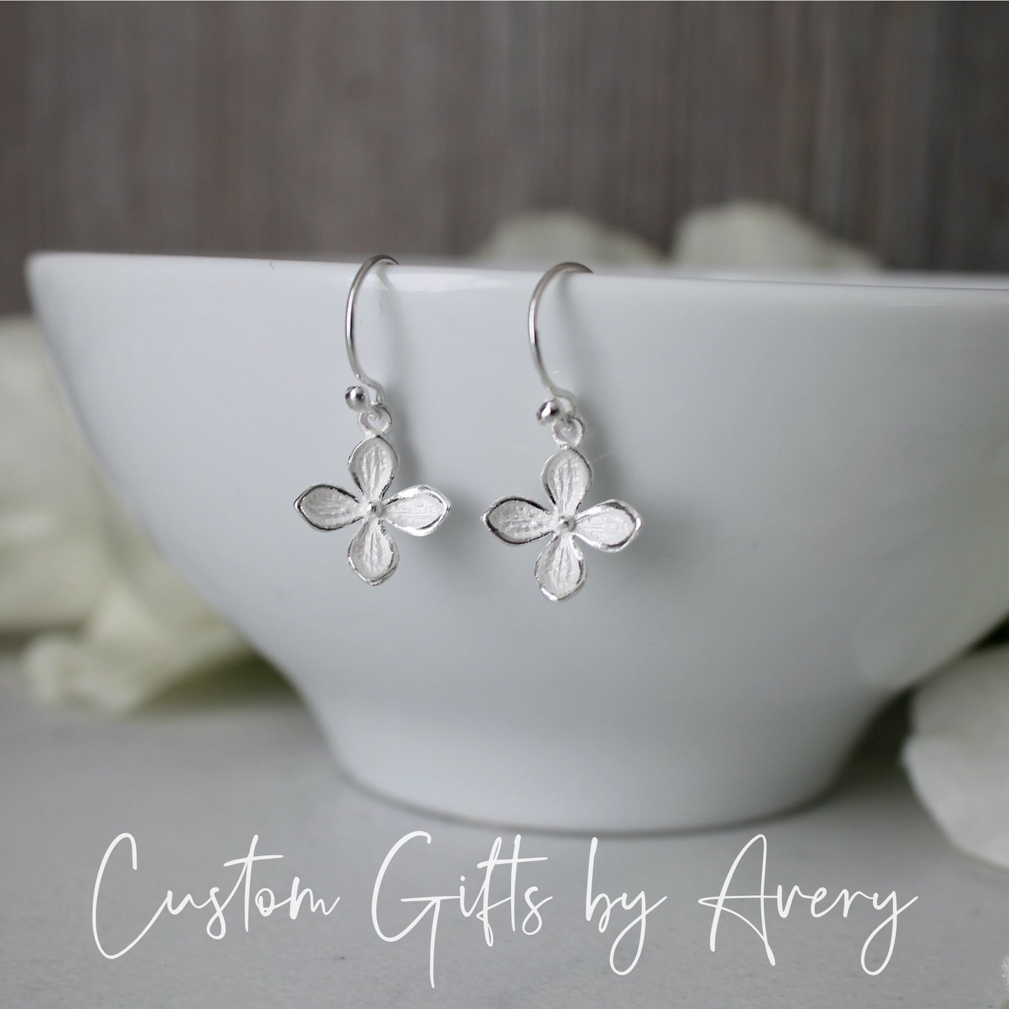 Sterling Silver Orchid Earrings