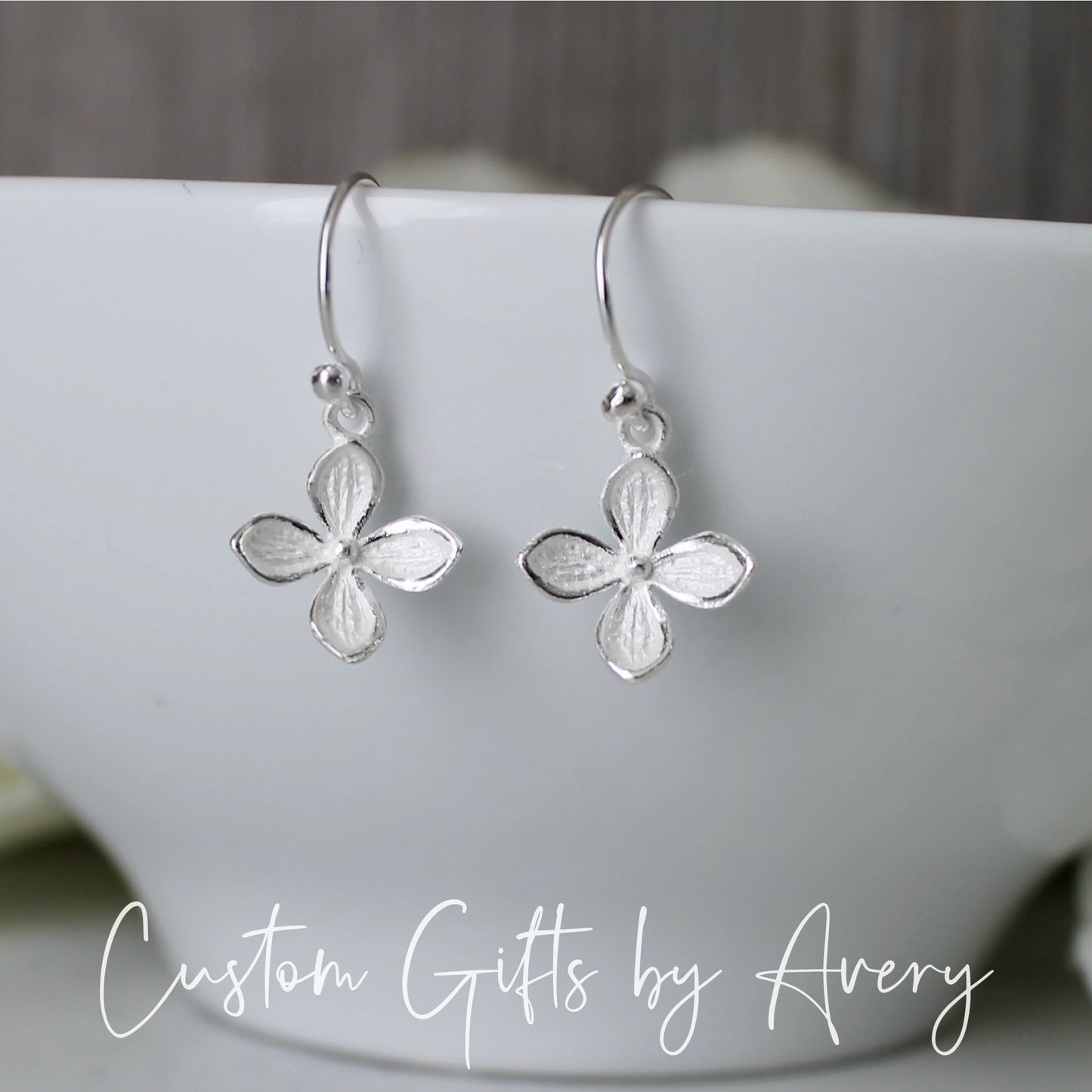 Sterling Silver Orchid Earrings