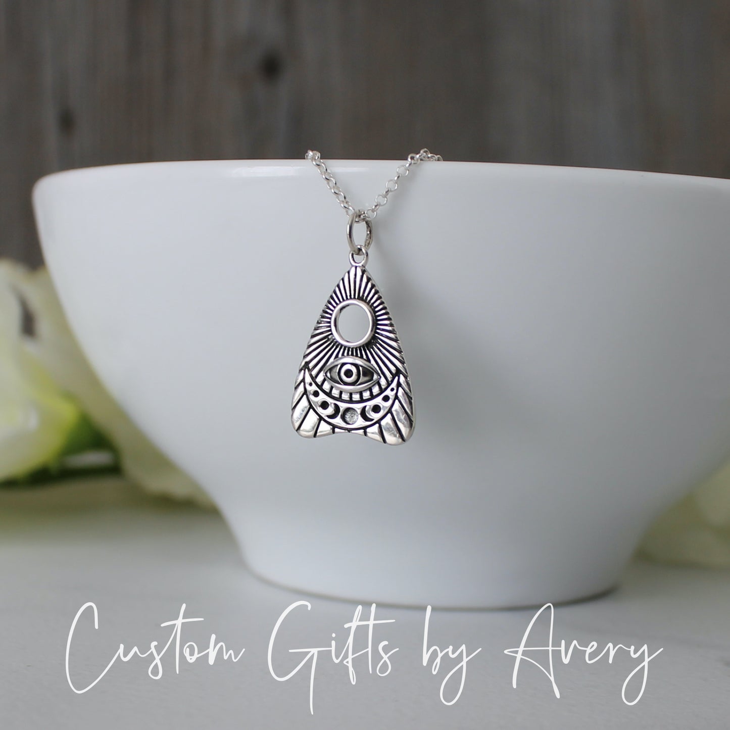 Sterling Silver Ouija Planchette Necklace