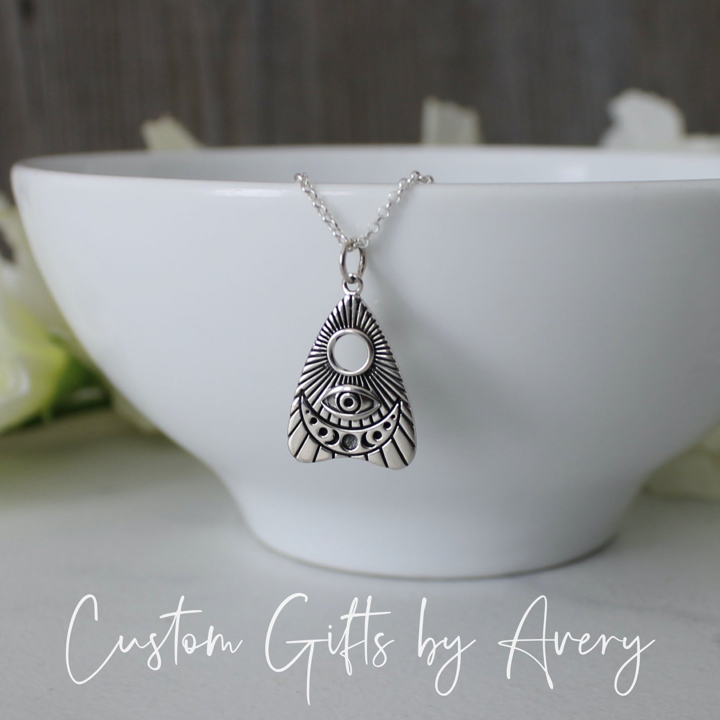 Sterling Silver Ouija Planchette Necklace