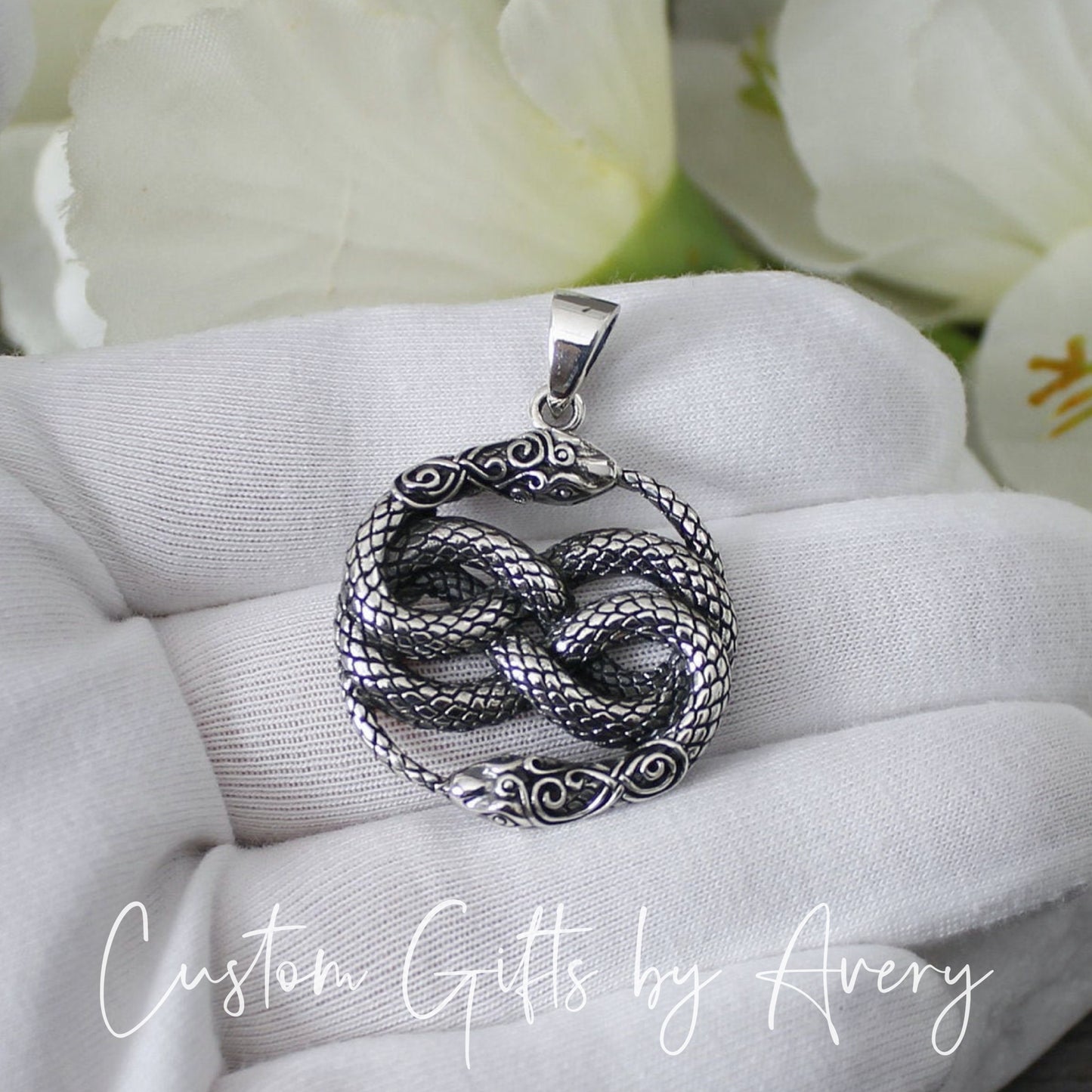 Oxidized Sterling Silver Ouroboros Necklace