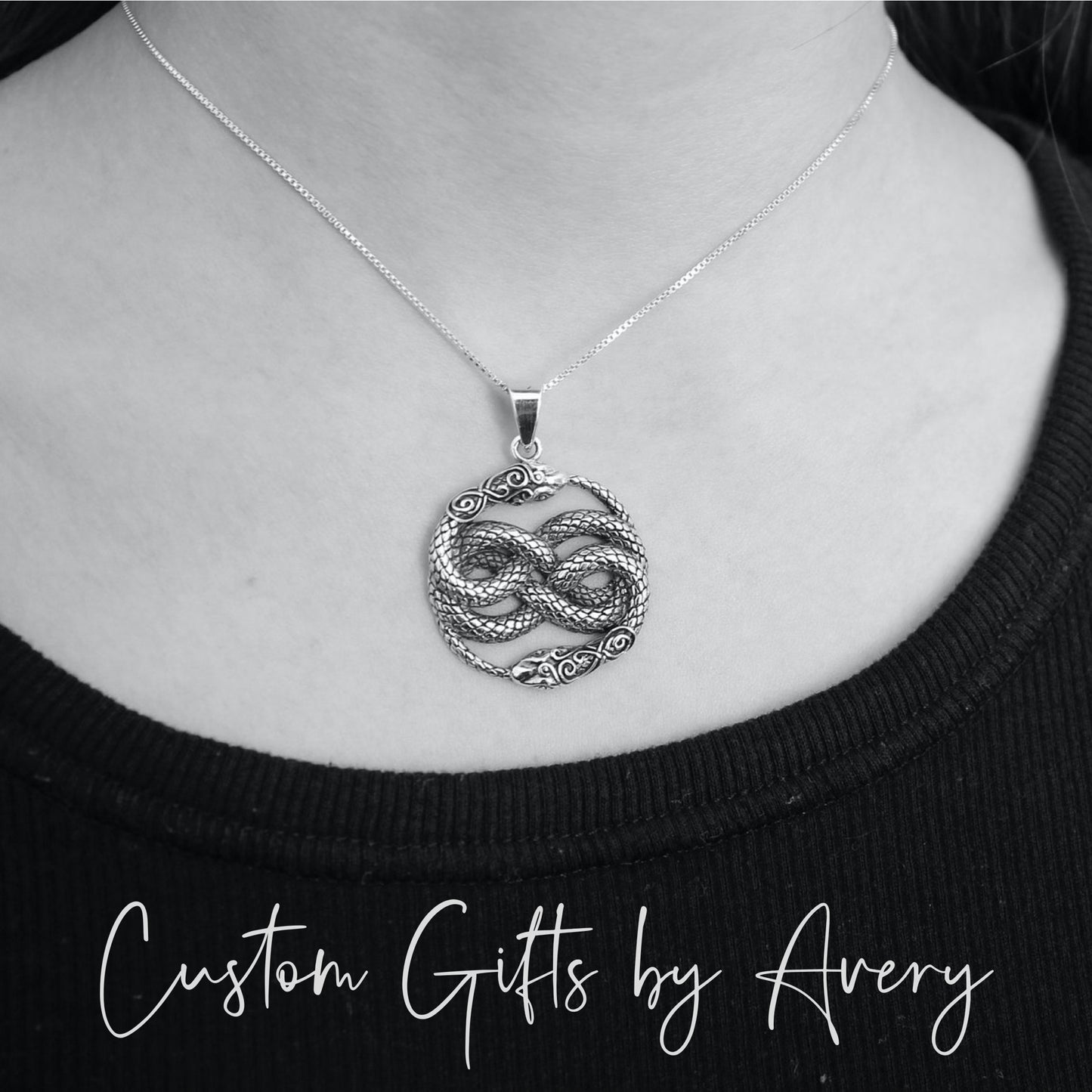 Oxidized Sterling Silver Ouroboros Necklace