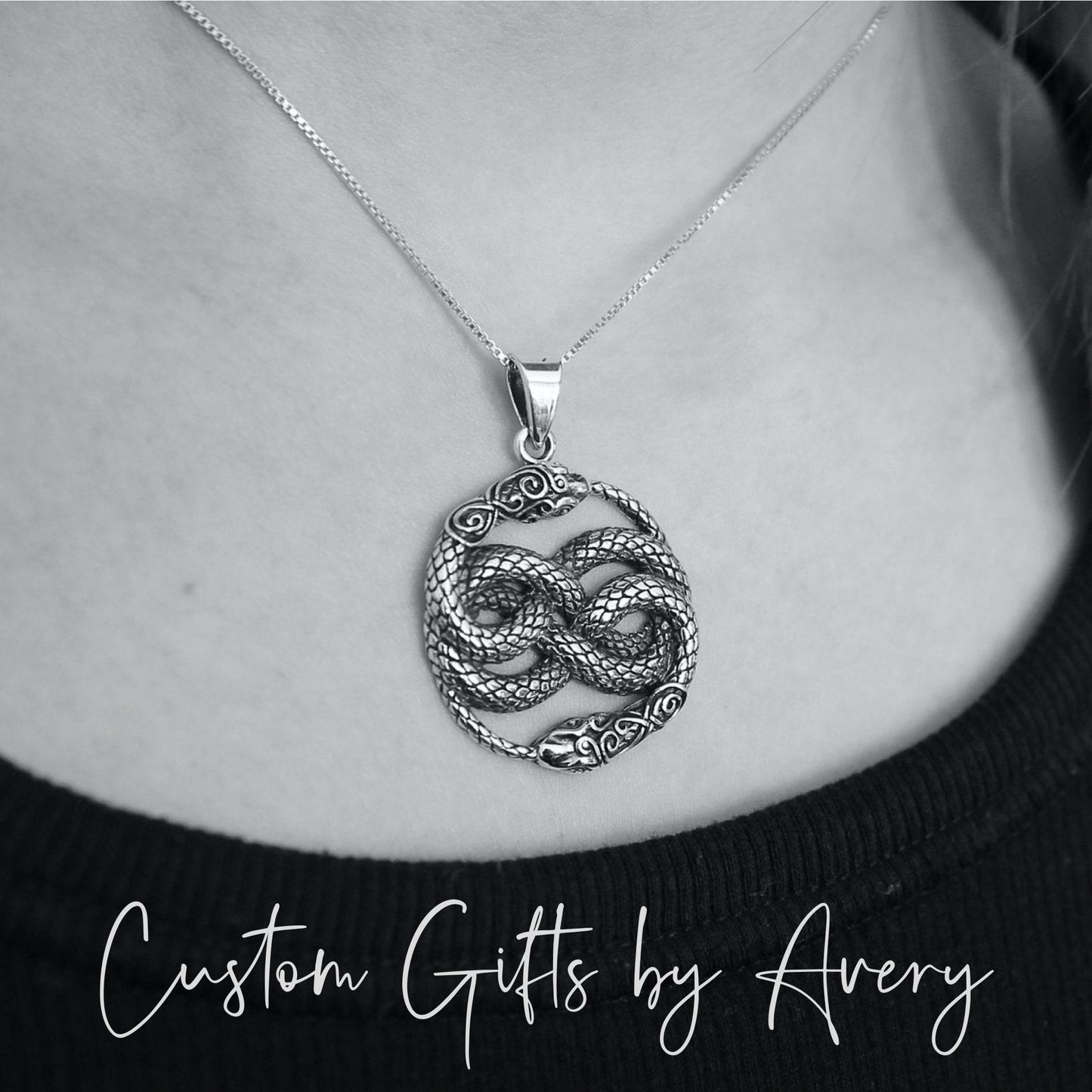 Oxidized Sterling Silver Ouroboros Necklace