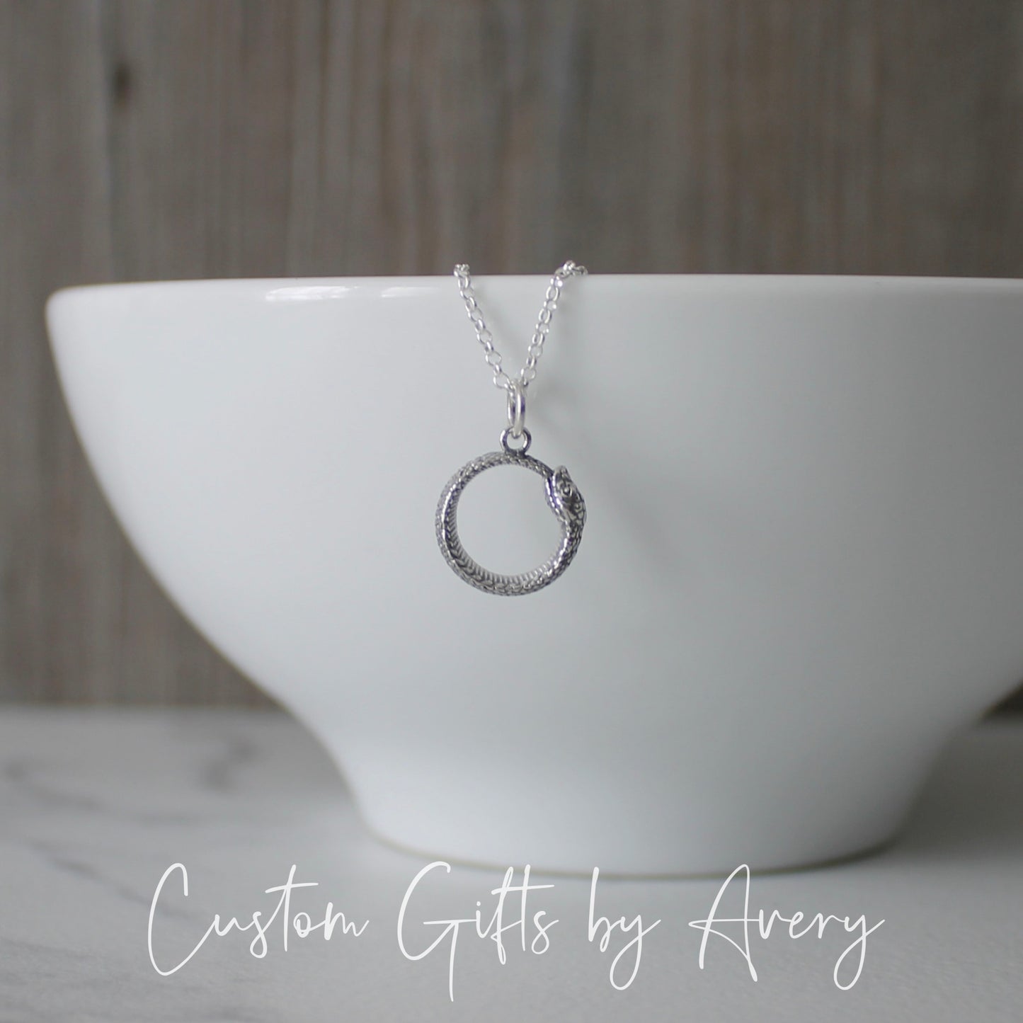 Sterling Silver Ouroboros Snake Necklace