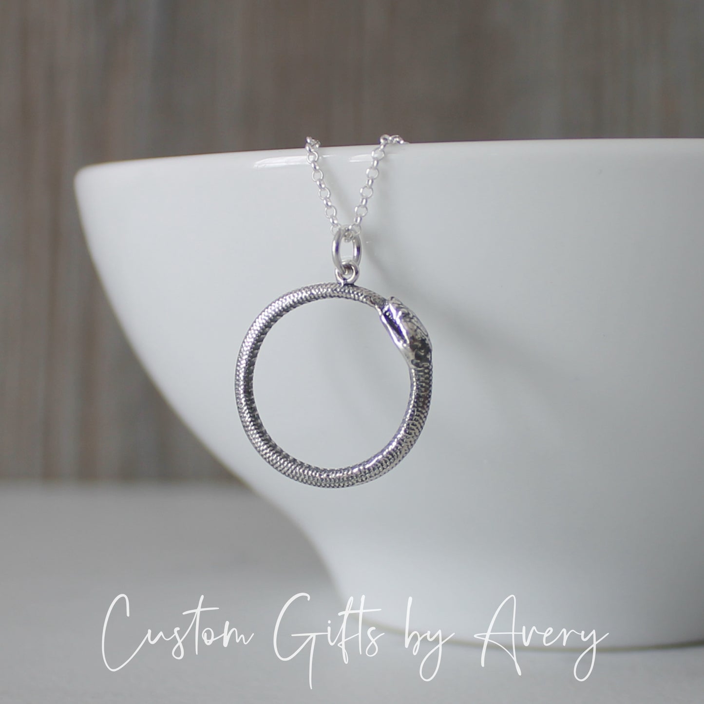 Sterling Silver Ouroboros Snake Necklace