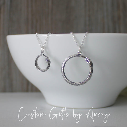 Sterling Silver Ouroboros Snake Necklace