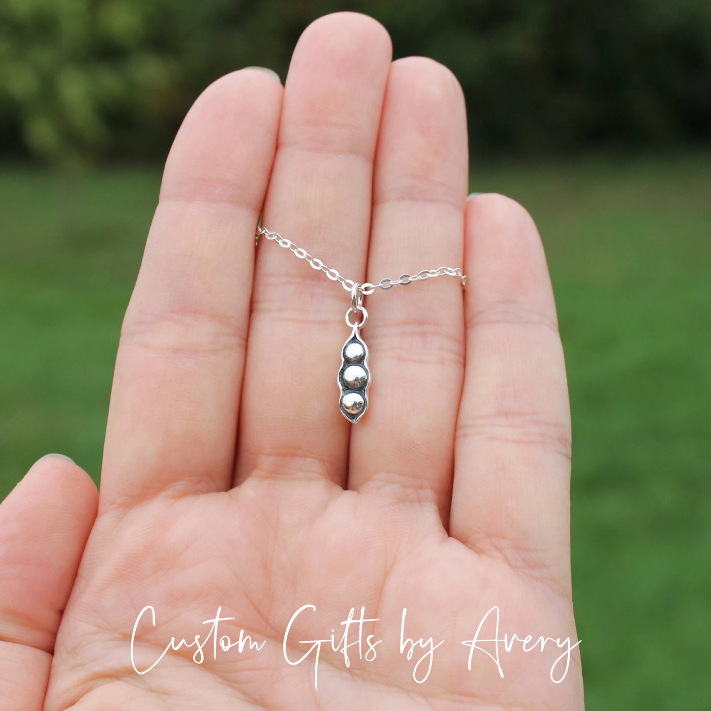 Tiny Sterling Silver 2 or 3 Peas in a Pod Necklace