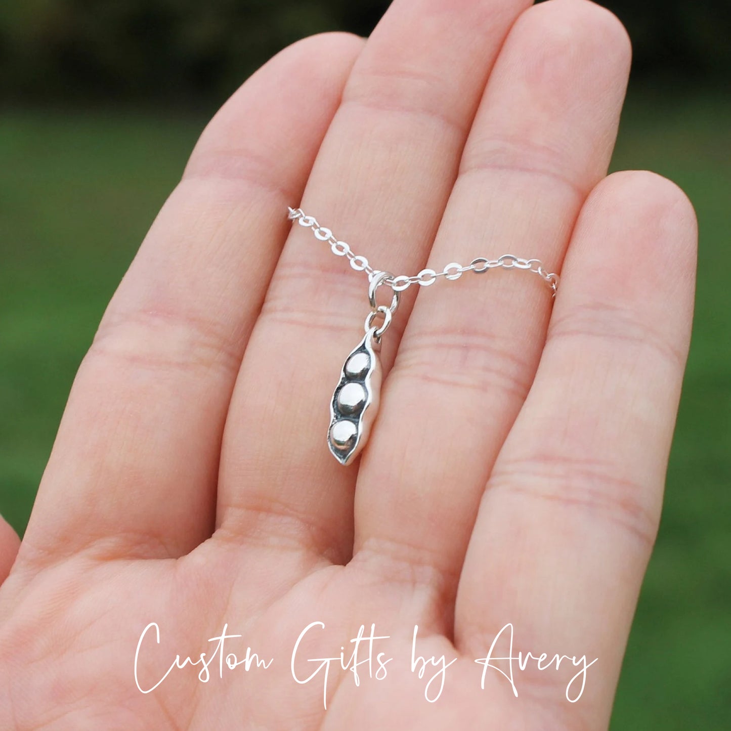 Tiny Sterling Silver 2 or 3 Peas in a Pod Necklace