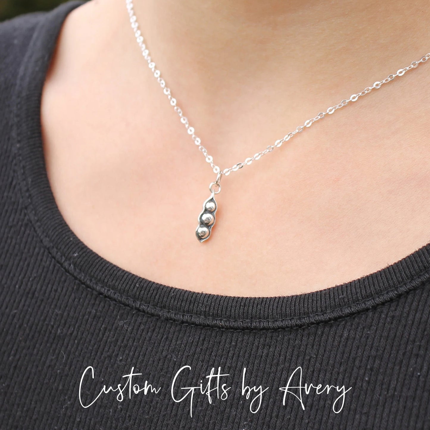 Tiny Sterling Silver 2 or 3 Peas in a Pod Necklace