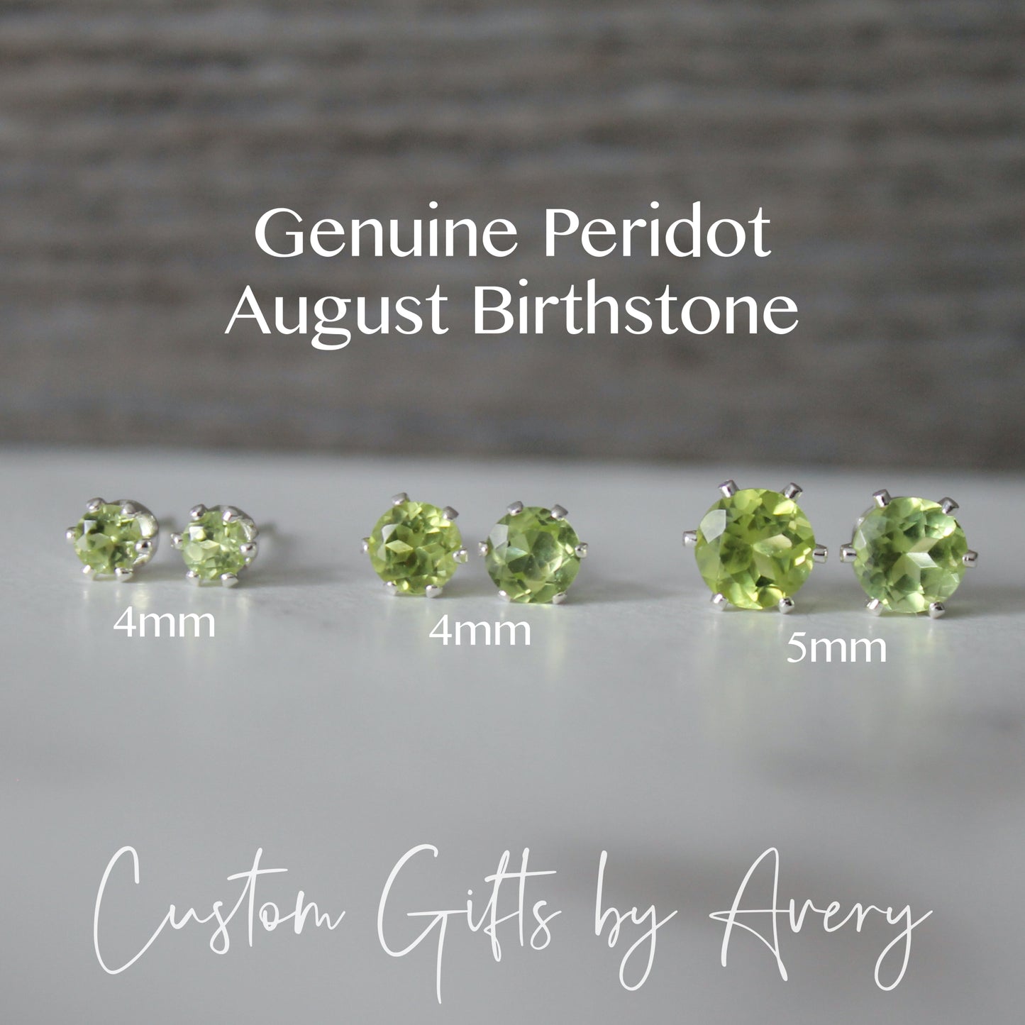 Tiny Sterling Silver & Genuine Peridot Studs