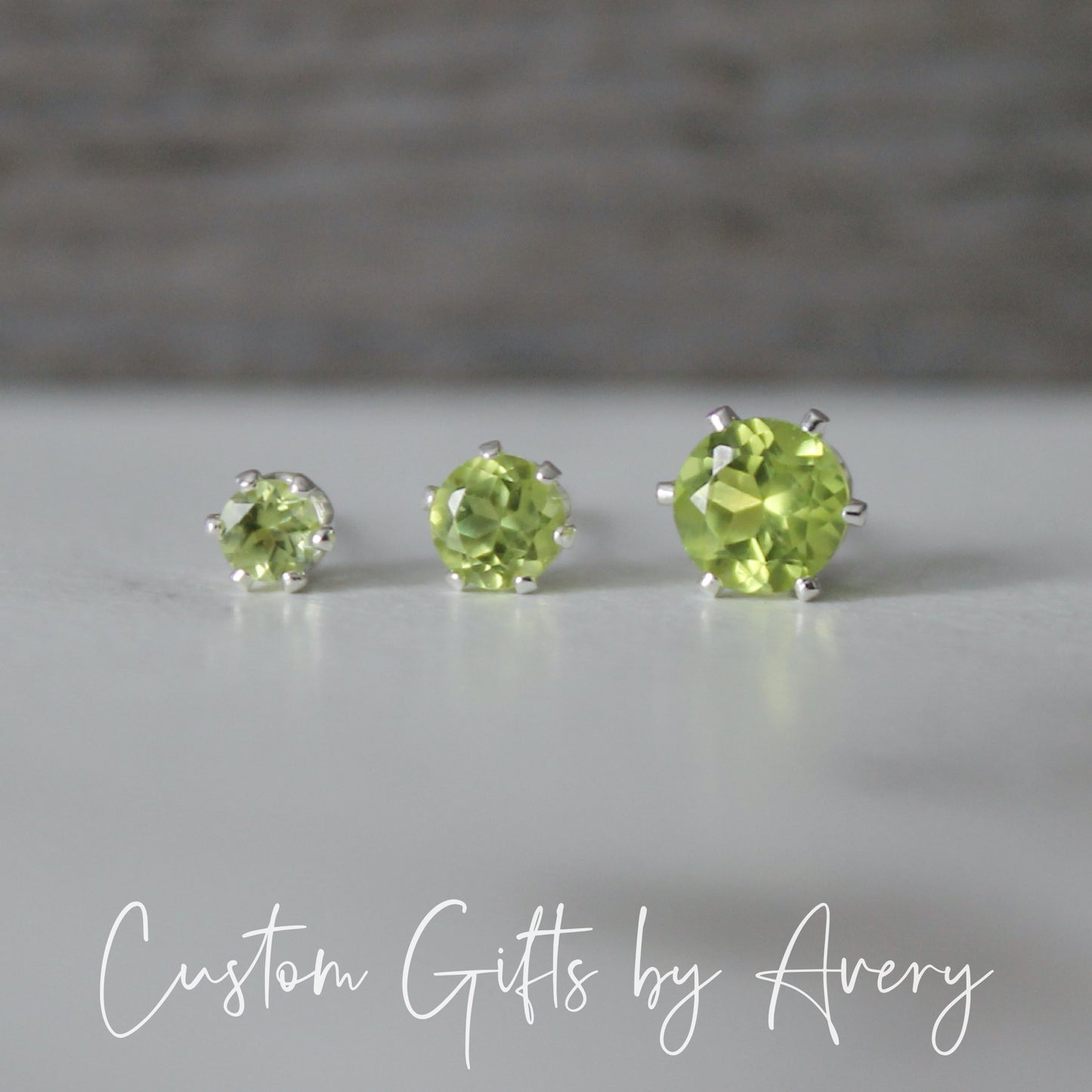 Tiny Sterling Silver & Genuine Peridot Studs