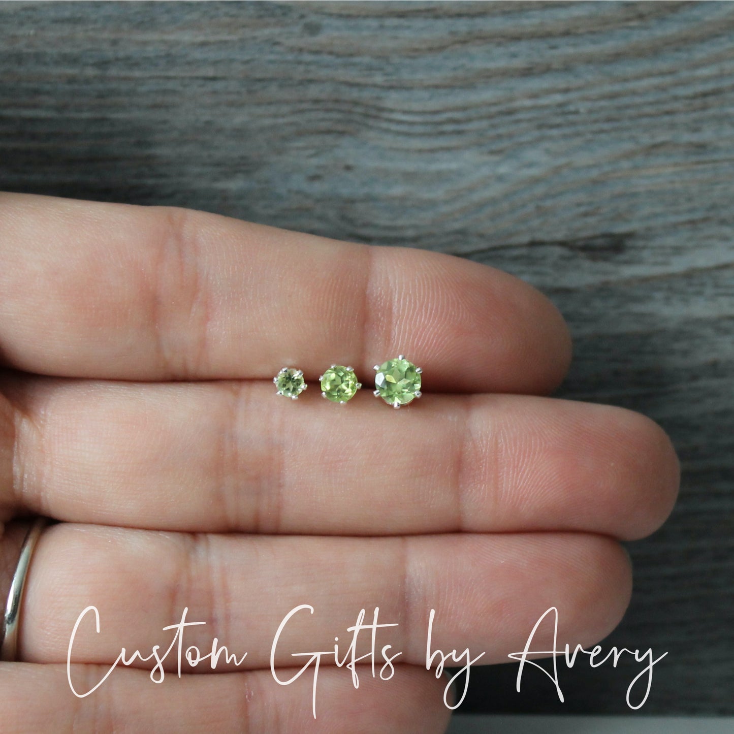 Tiny Sterling Silver & Genuine Peridot Studs