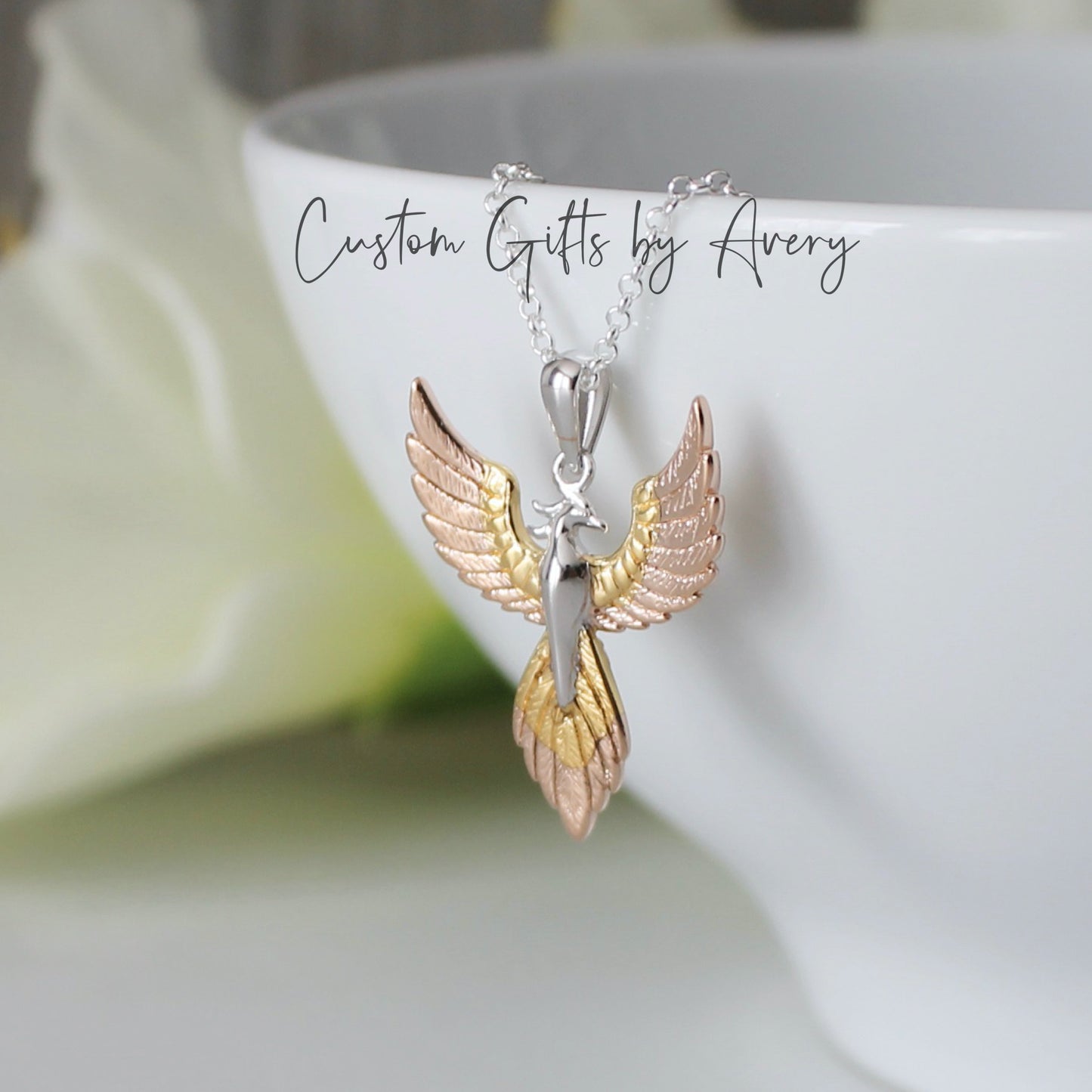 Sterling Silver & Gold Phoenix Necklace