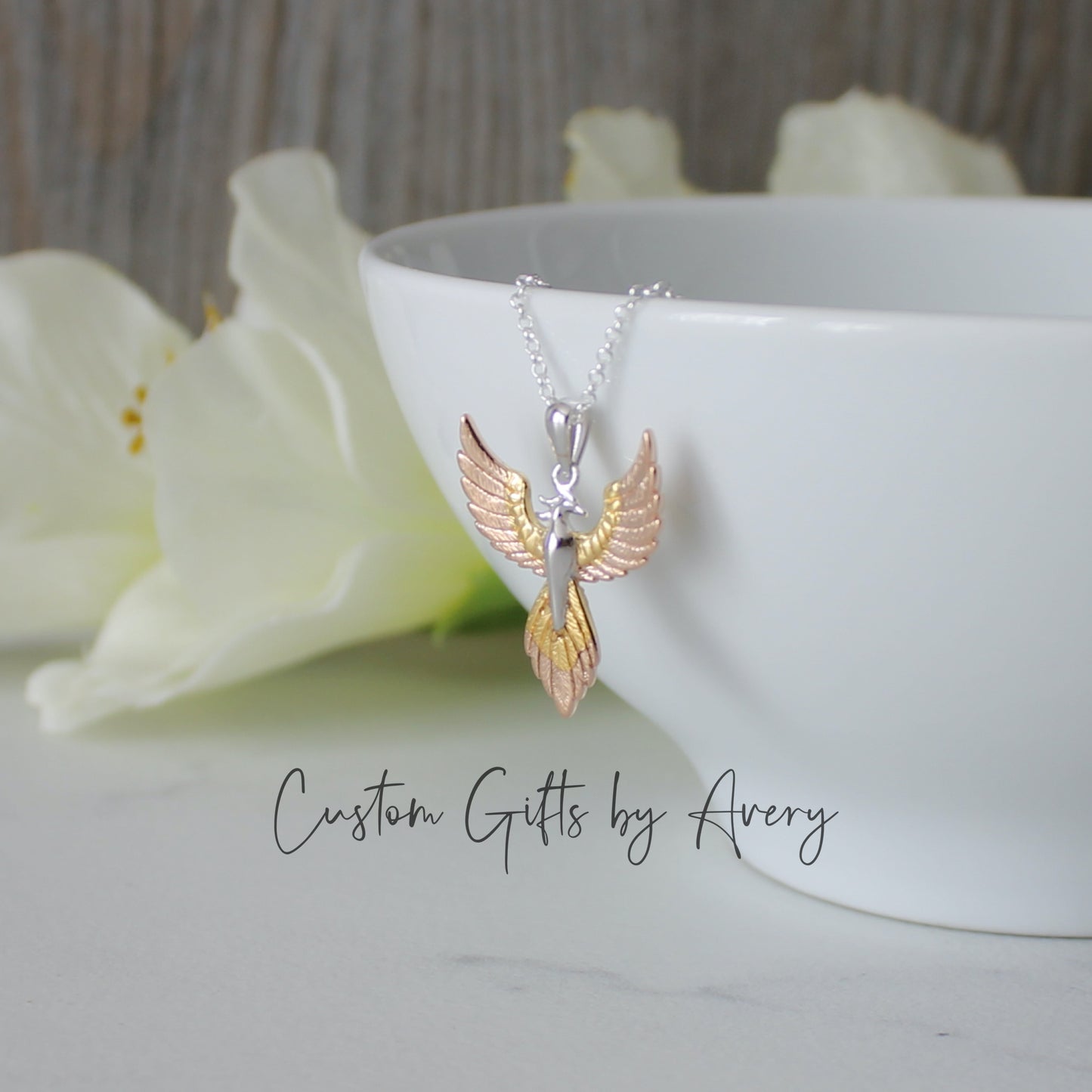 Sterling Silver & Gold Phoenix Necklace