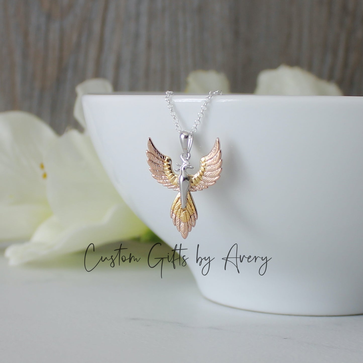 Sterling Silver & Gold Phoenix Necklace