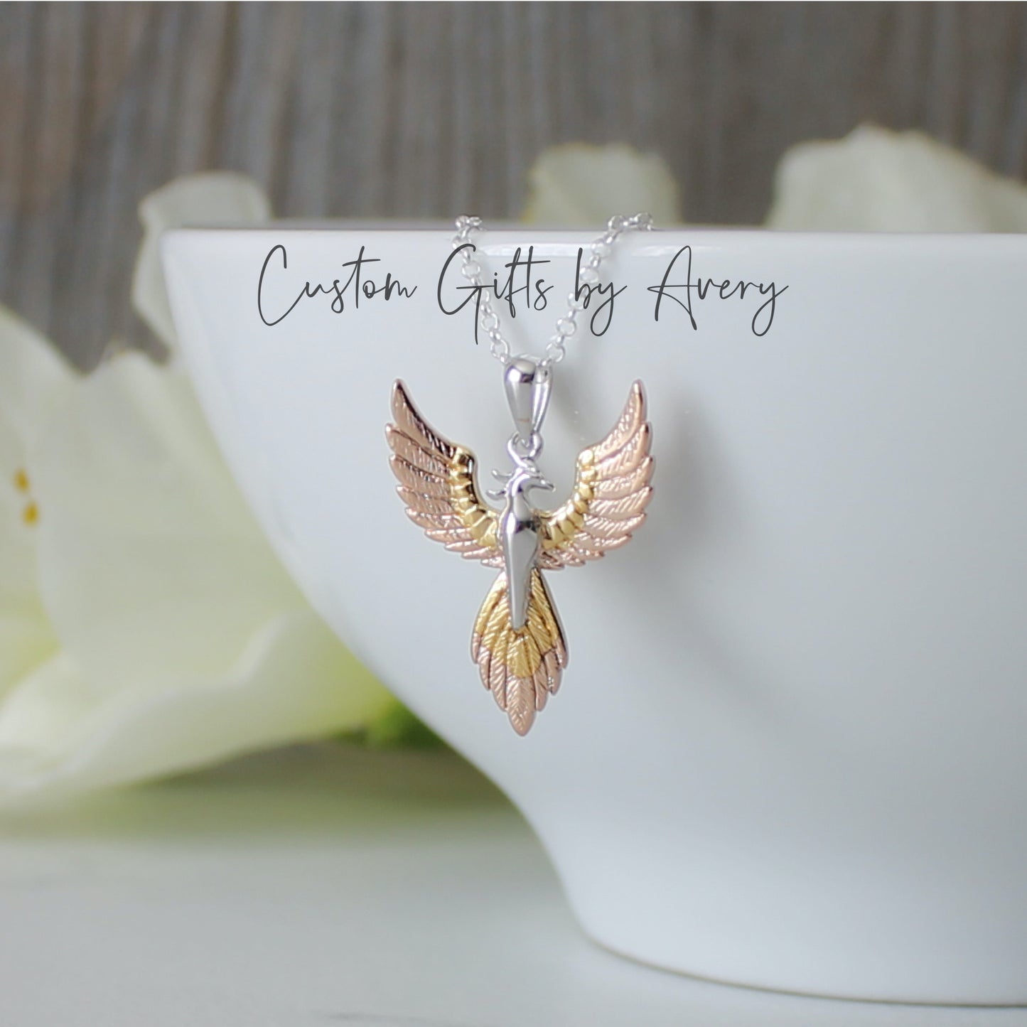 Sterling Silver & Gold Phoenix Necklace