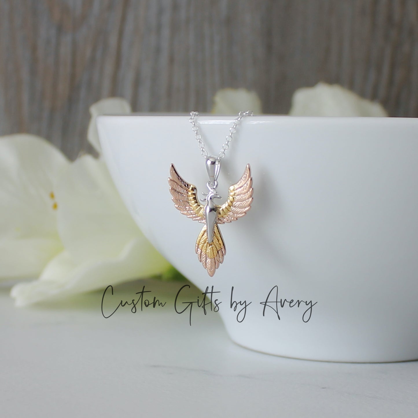 Sterling Silver & Gold Phoenix Necklace