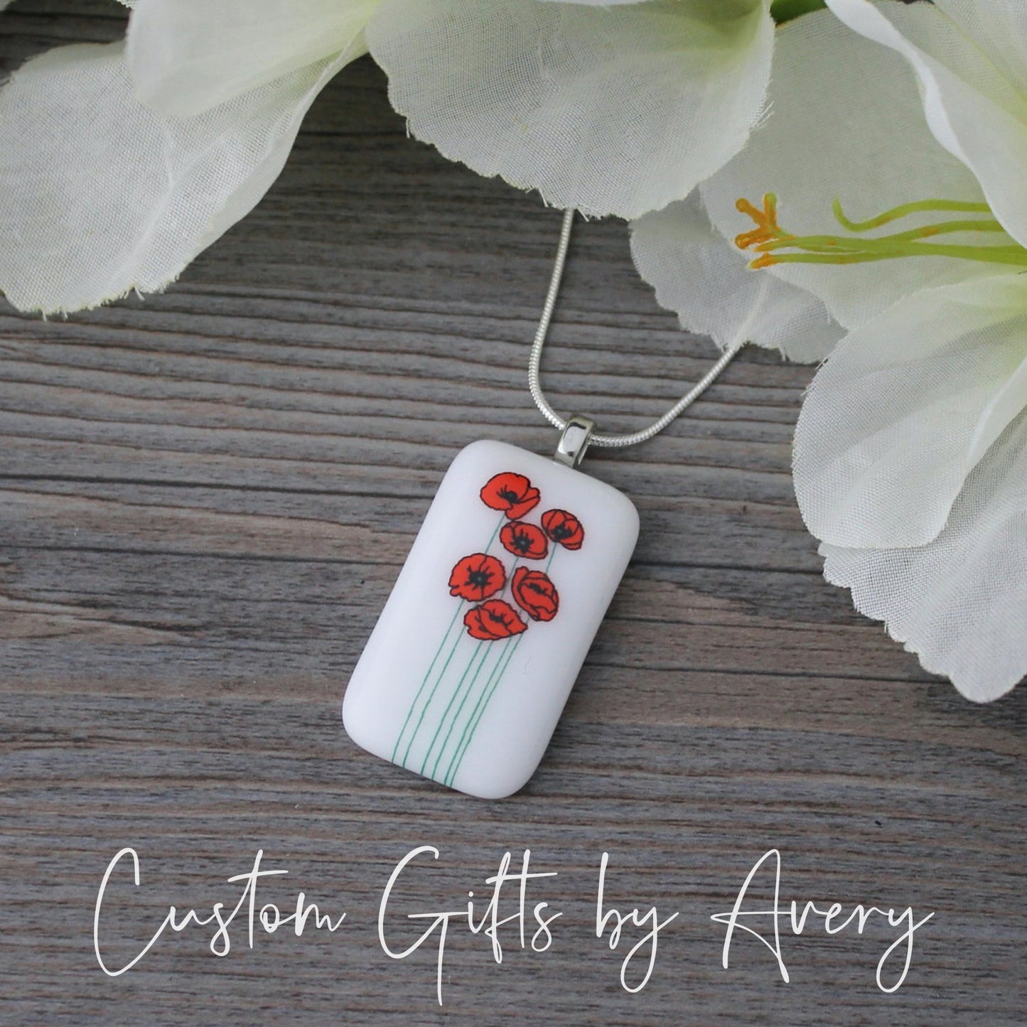 Fused Glass Poppy Necklace