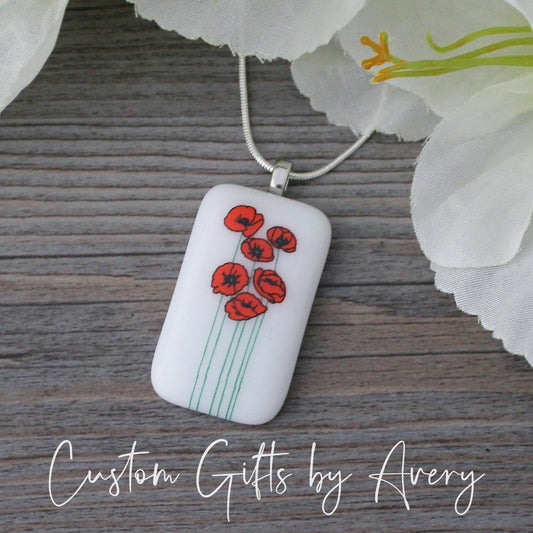 Fused Glass Poppy Necklace