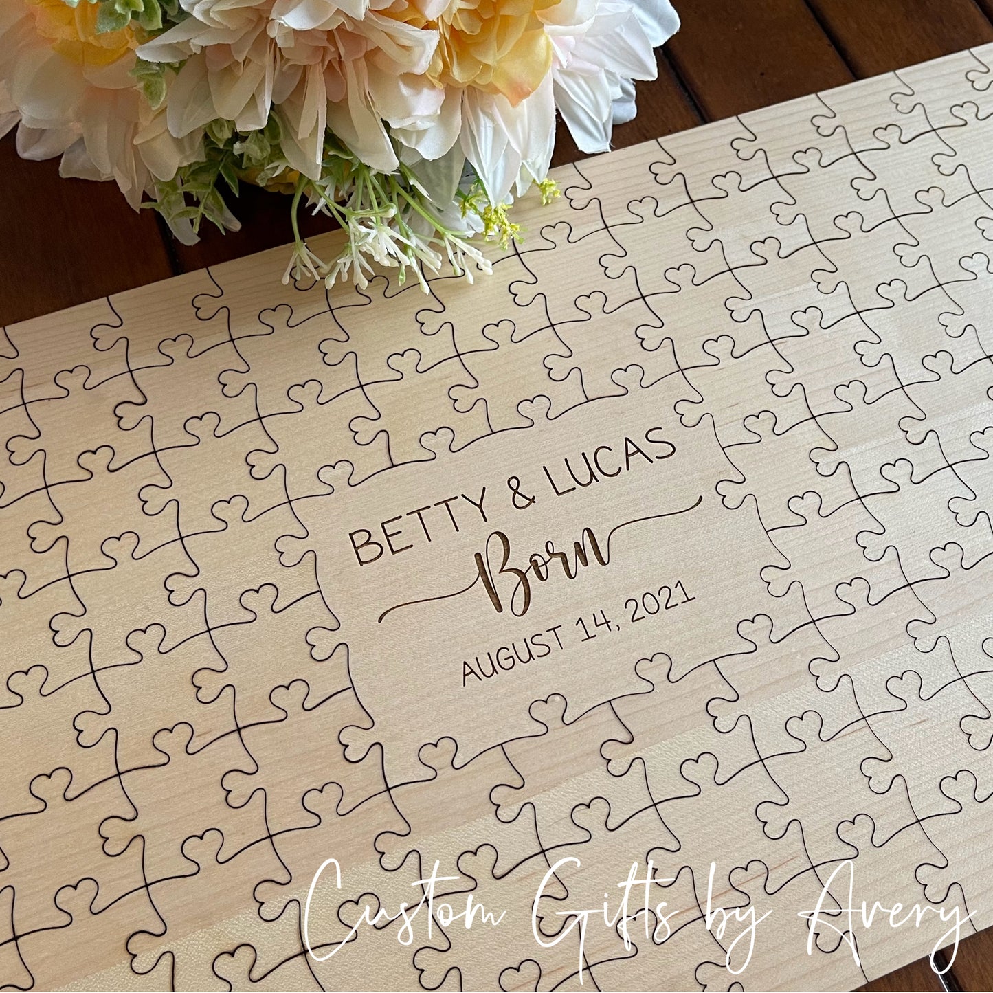 Personalized Wedding Puzzle Guestbook Alternative ~ Block & Script