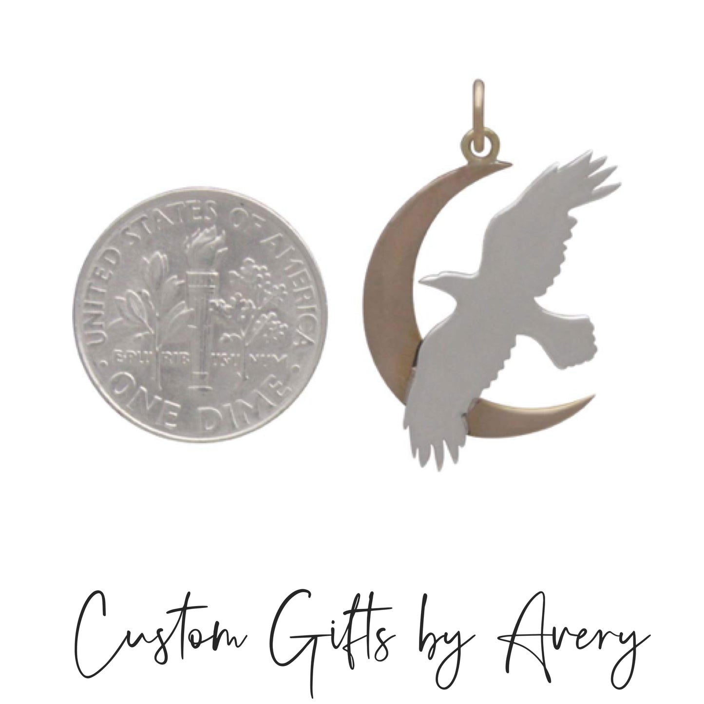 Sterling Silver Raven & Crescent Moon Necklace