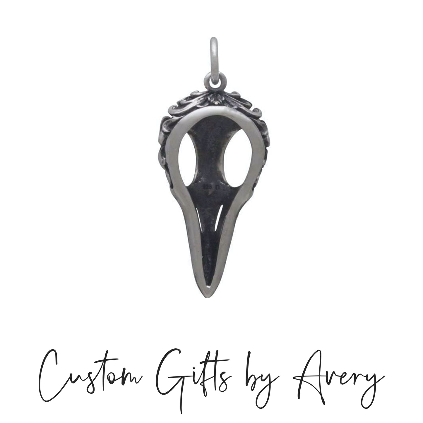 Sterling Silver Raven Skull Necklace