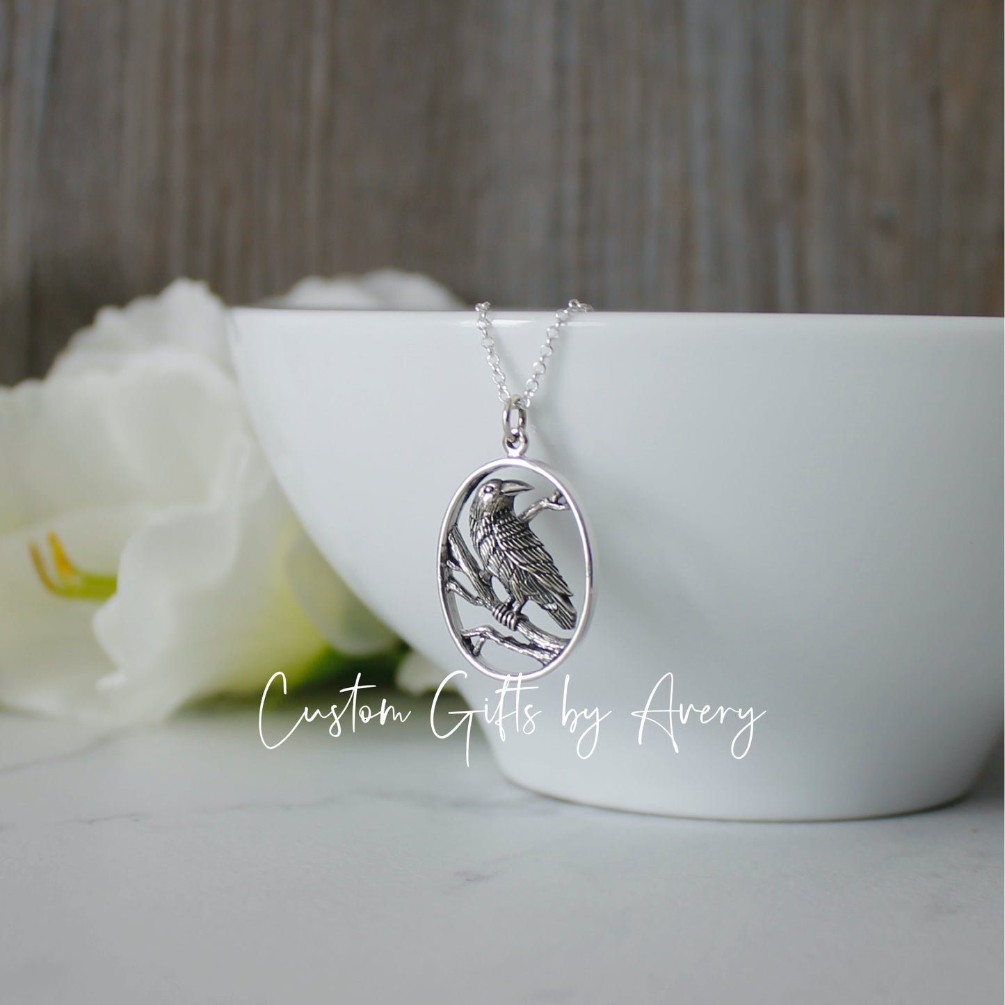 Sterling Silver Raven Necklace