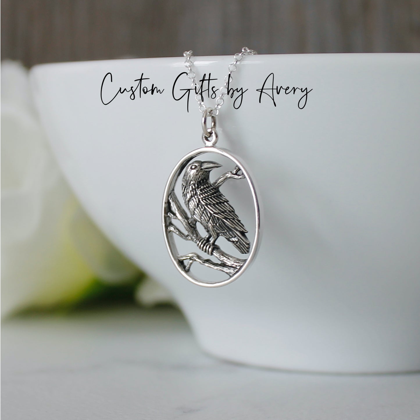 Sterling Silver Raven Necklace