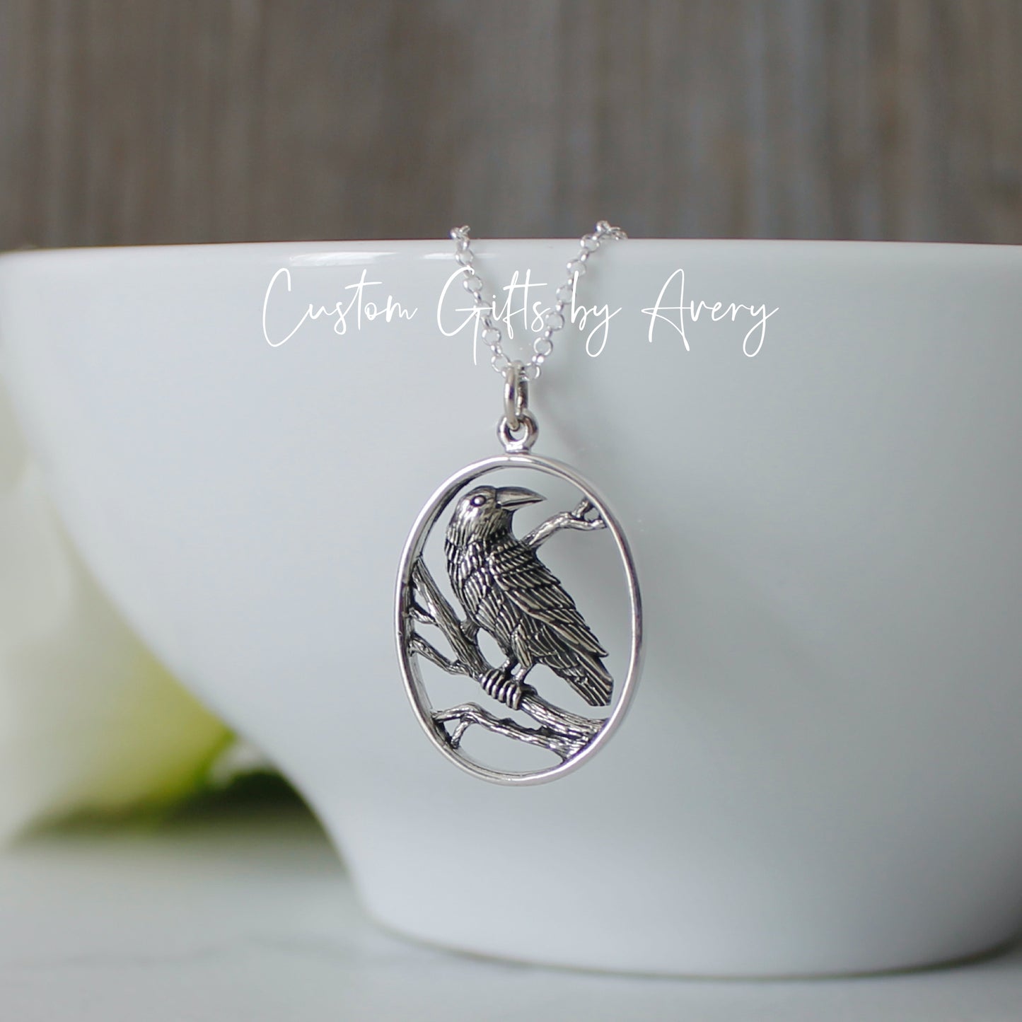 Sterling Silver Raven Necklace