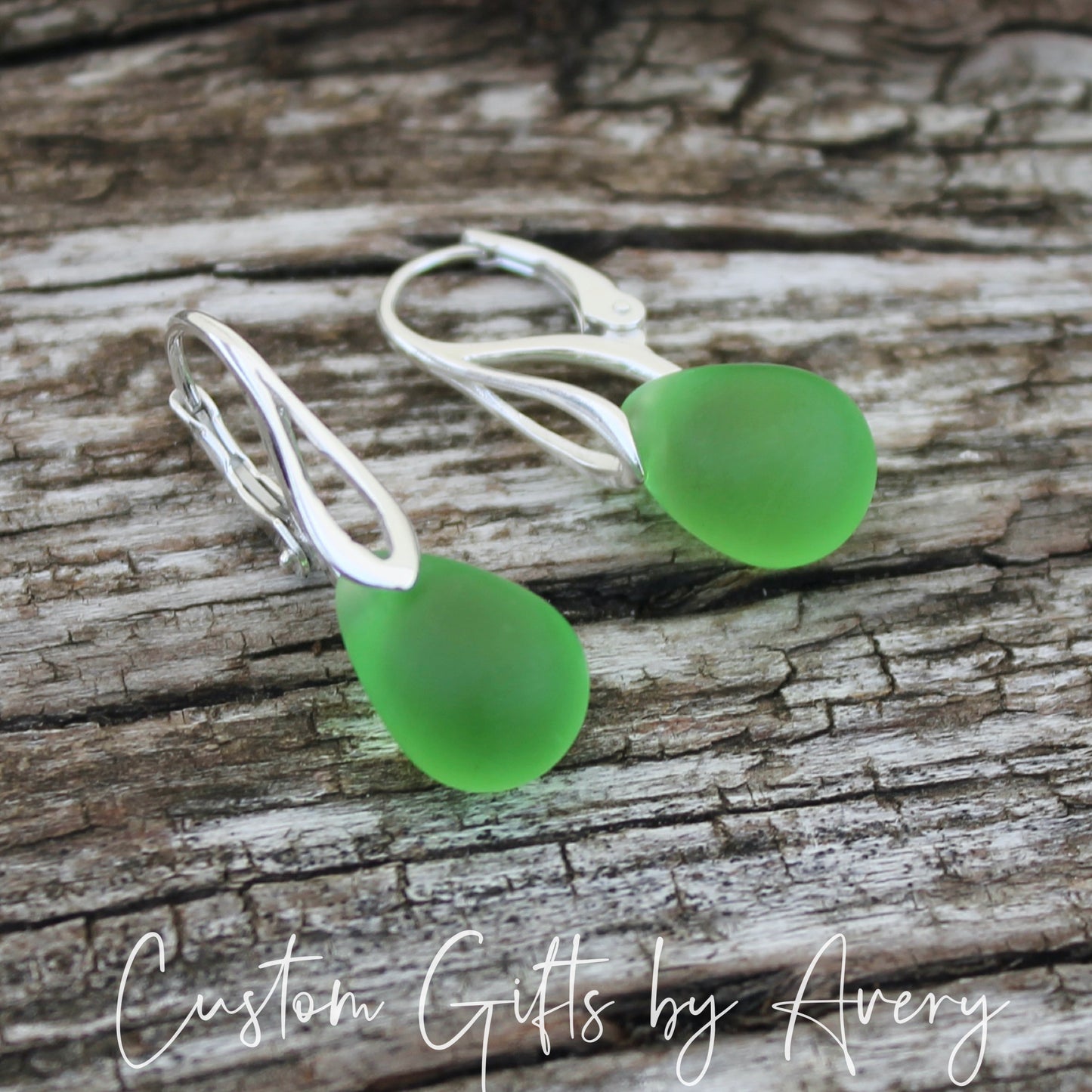 Peridot Cultured Sea Glass & Sterling Silver Earrings