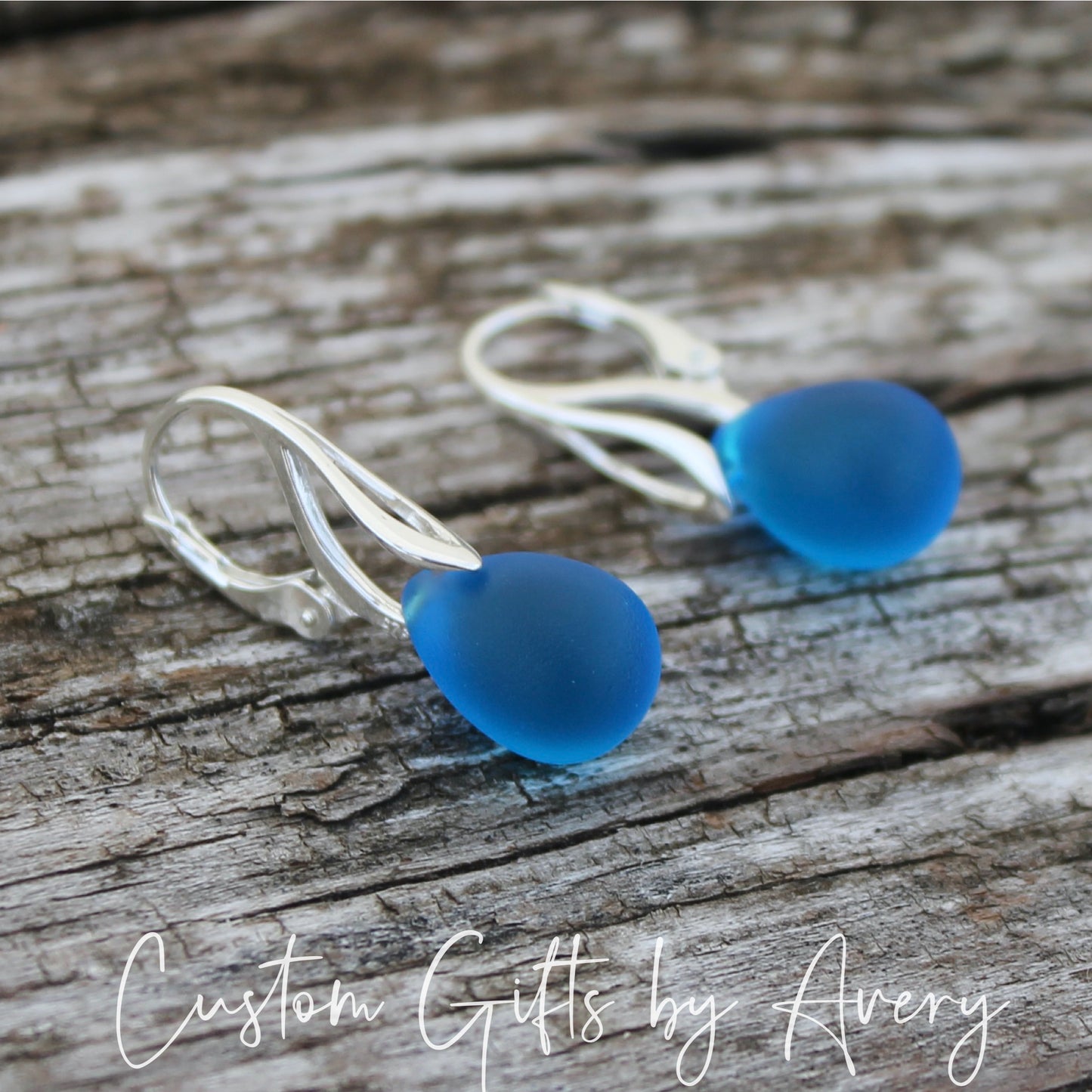 Capris Blue Cultured Sea Glass & Sterling Silver Earrings